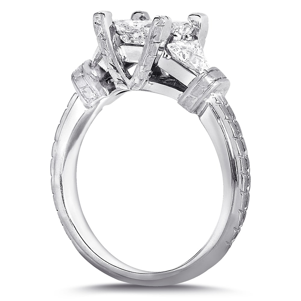 Yaffie White Gold Engagement Ring with 1.75ct TDW Certified Princess &amp; Triangular Diamonds