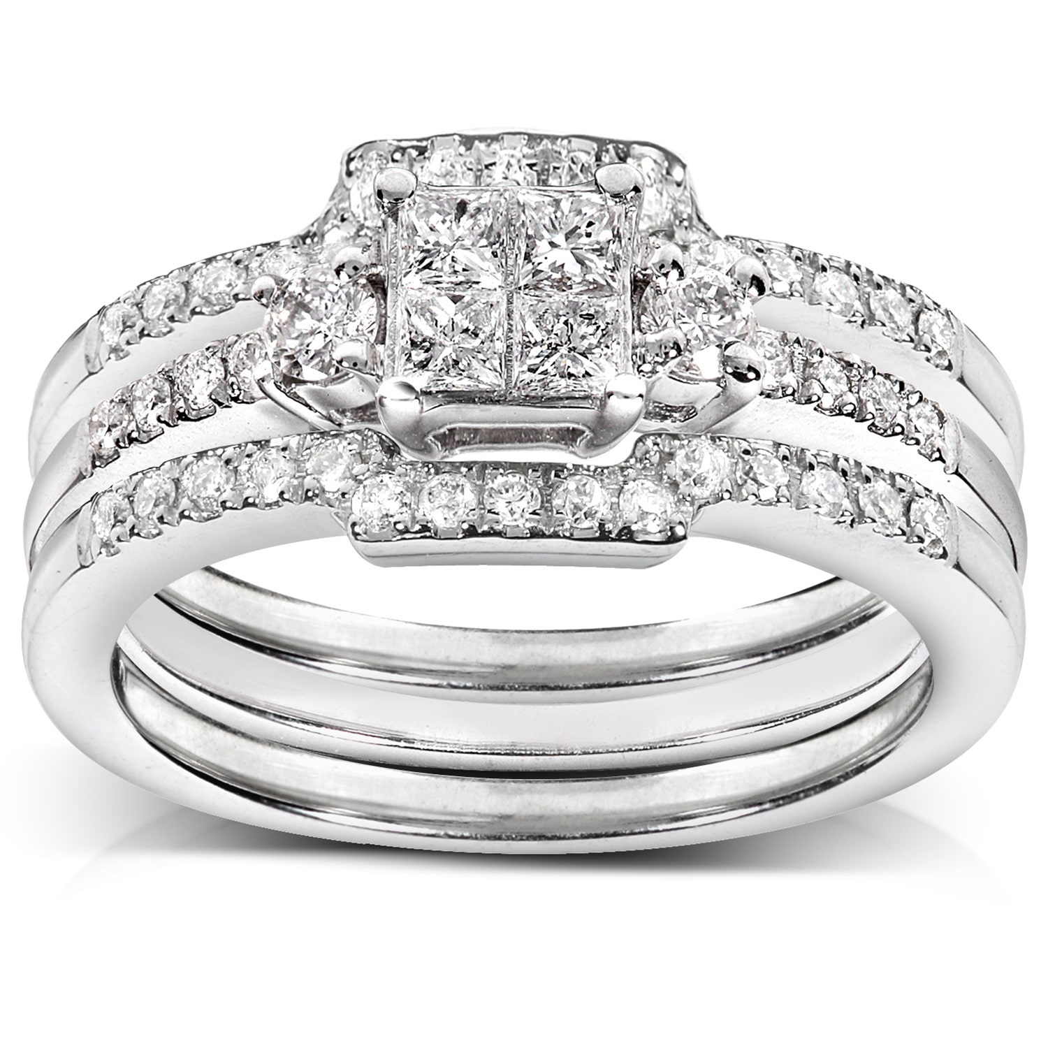 Radiant Yaffie White Gold Diamond Bridal Set - 1/2ct TDW