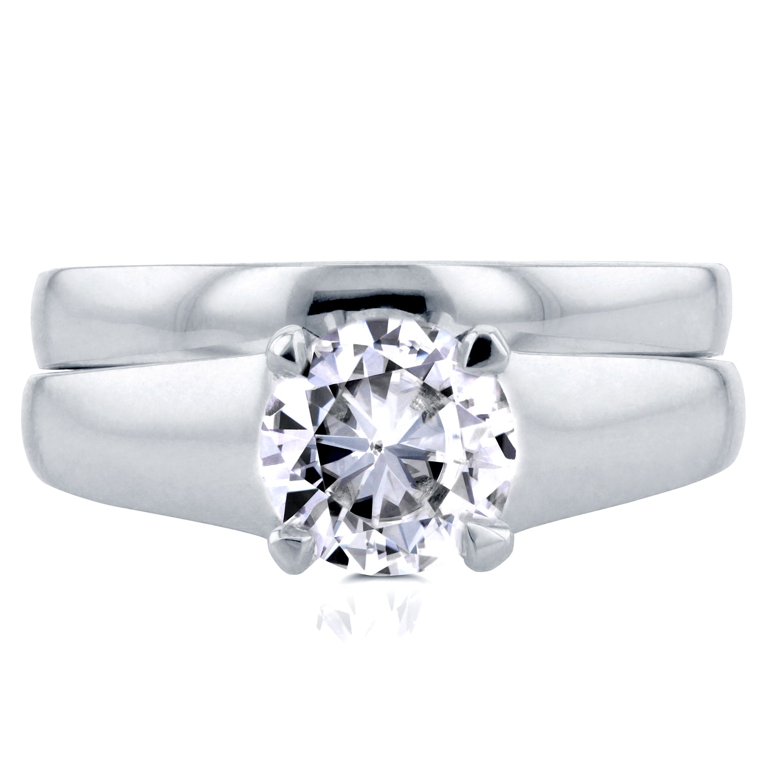 Elegant 1ct Moissanite Bridal Set in Classic White Gold Solitaire by Yaffie