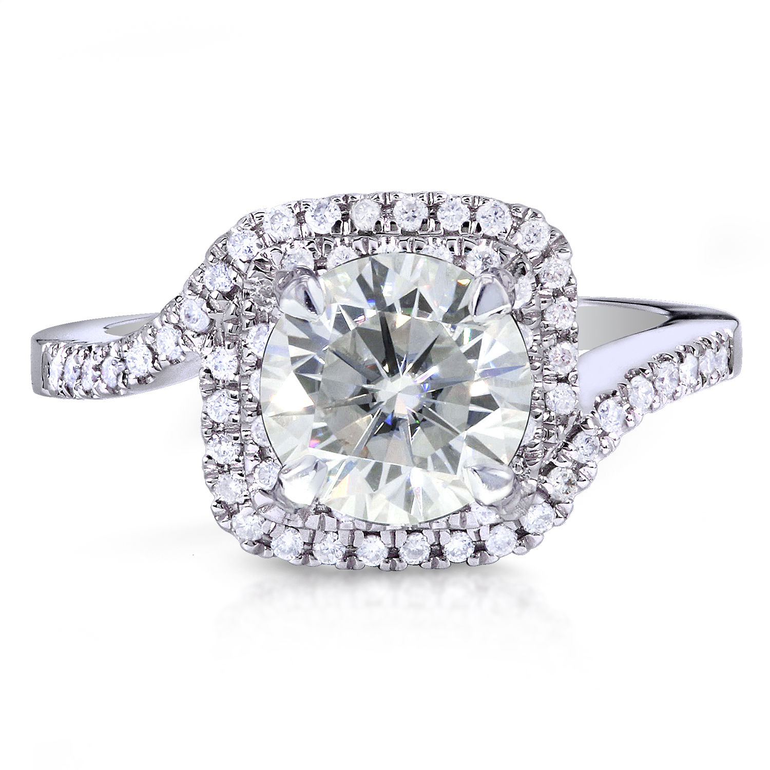 Unleashing the Sparkle: Yaffie White Gold Ring with 1ct Round Moissanite and a hint of 1/5ct Diamond elegance