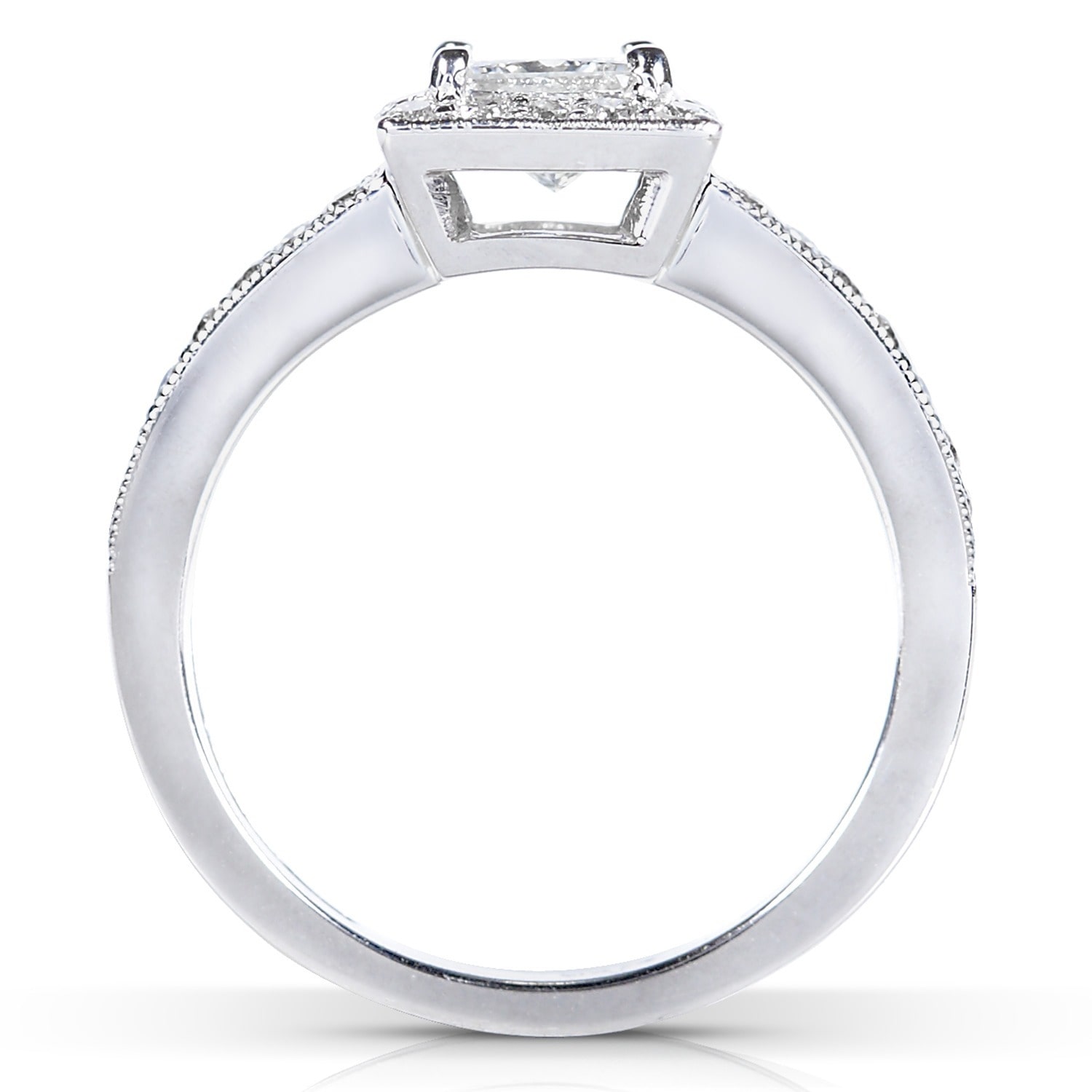 Halo Diamond Engagement Ring - Yaffie White Gold, 3/4ct Total Diamond Weight