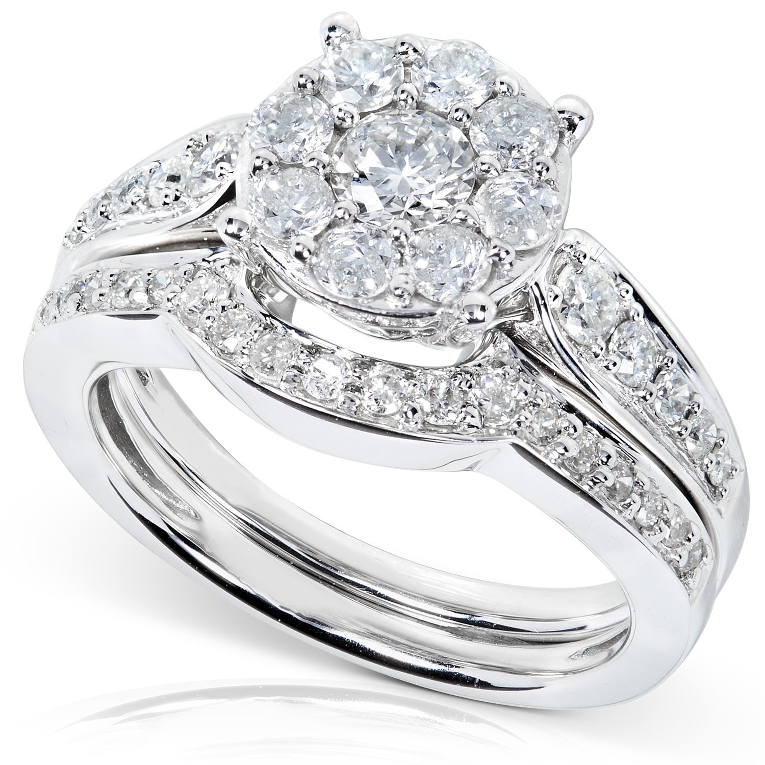 The Yaffie Bridal Set - 7/8ct TDW Diamond with a White Gold Finish.