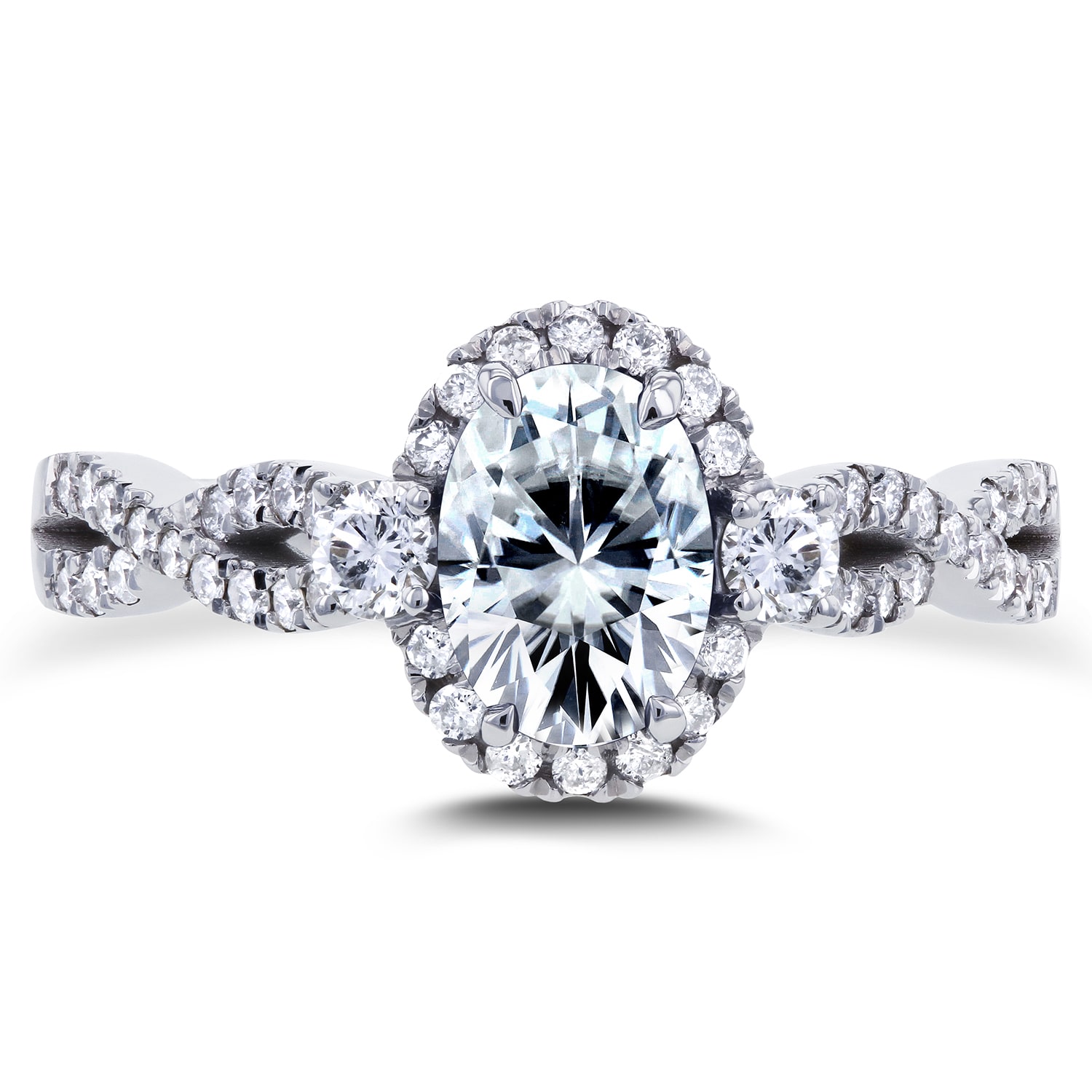 Elegance Unveiled: Yaffie Vintage Ring with Oval Moissanite &amp; 1/3ct Diamond Halo.