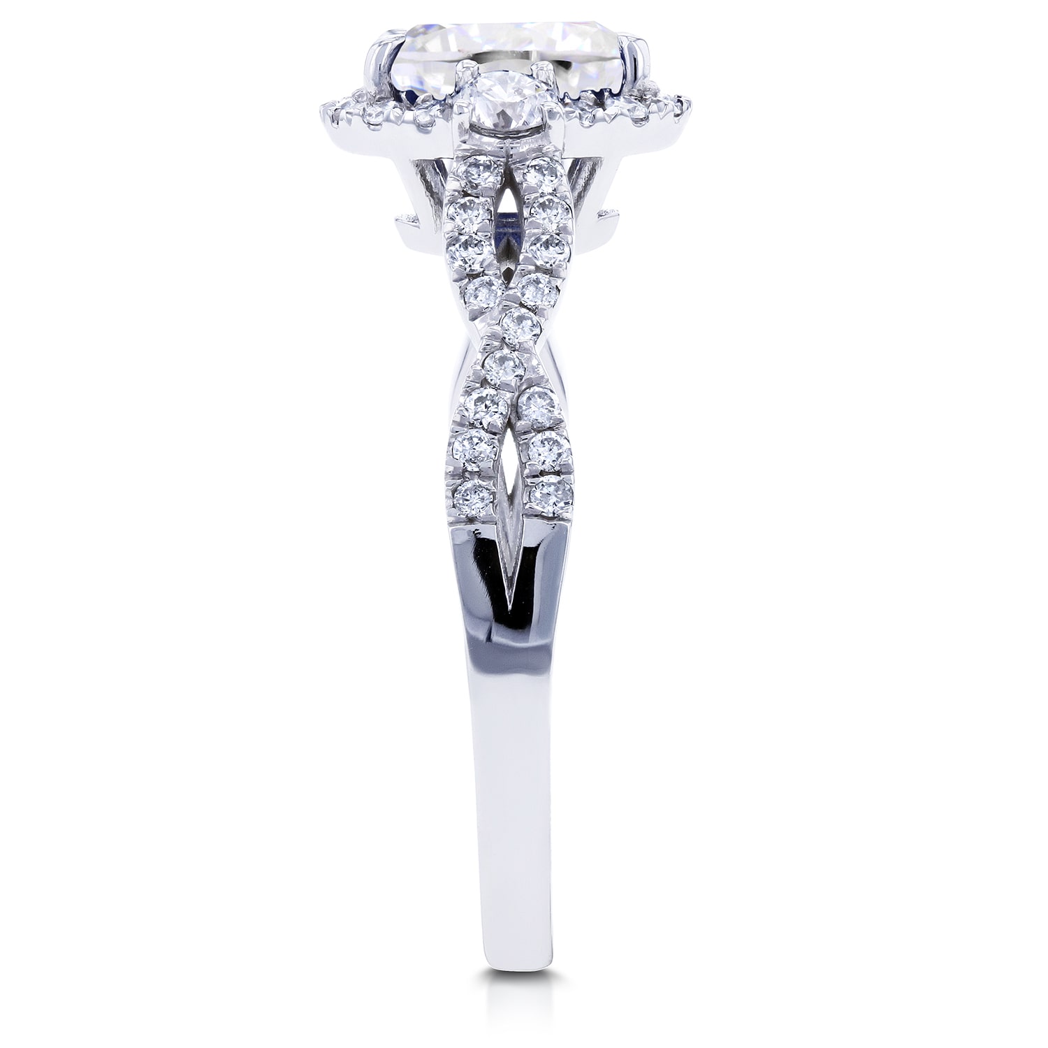 Elegance Unveiled: Yaffie Vintage Ring with Oval Moissanite &amp; 1/3ct Diamond Halo.