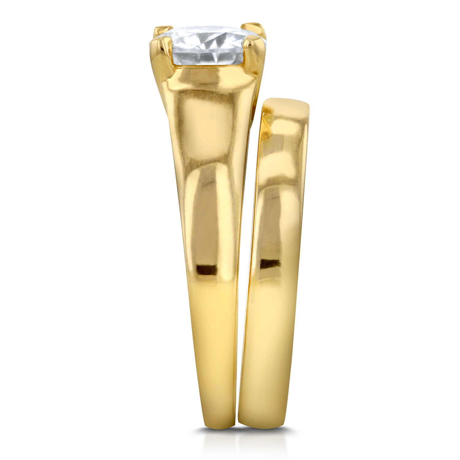 Golden Yaffie 1.1ct Cushion Moissanite Bridal Ensemble, Timeless Solitaire Style