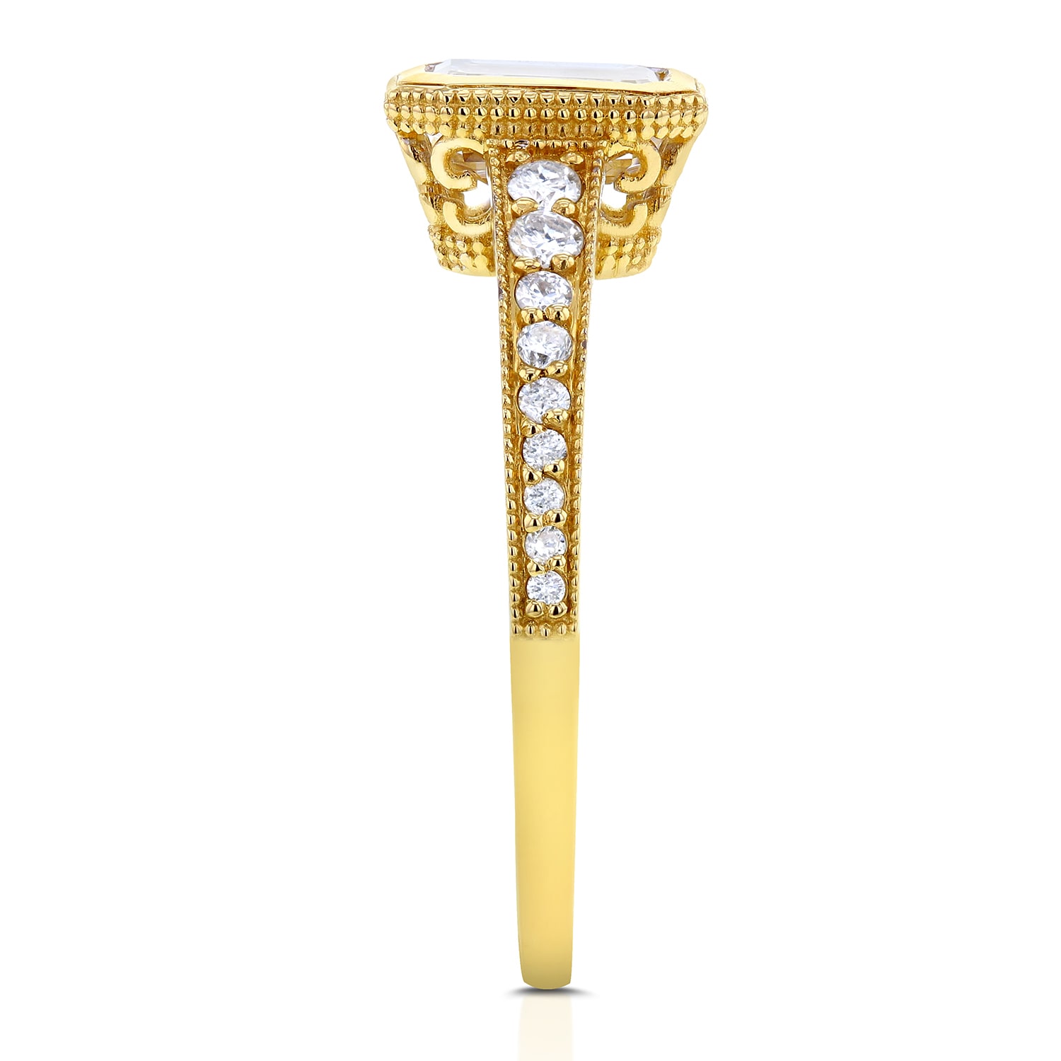 Vintage Yaffie Gold Ring with 1.25ct TDW Emerald Cut Diamond