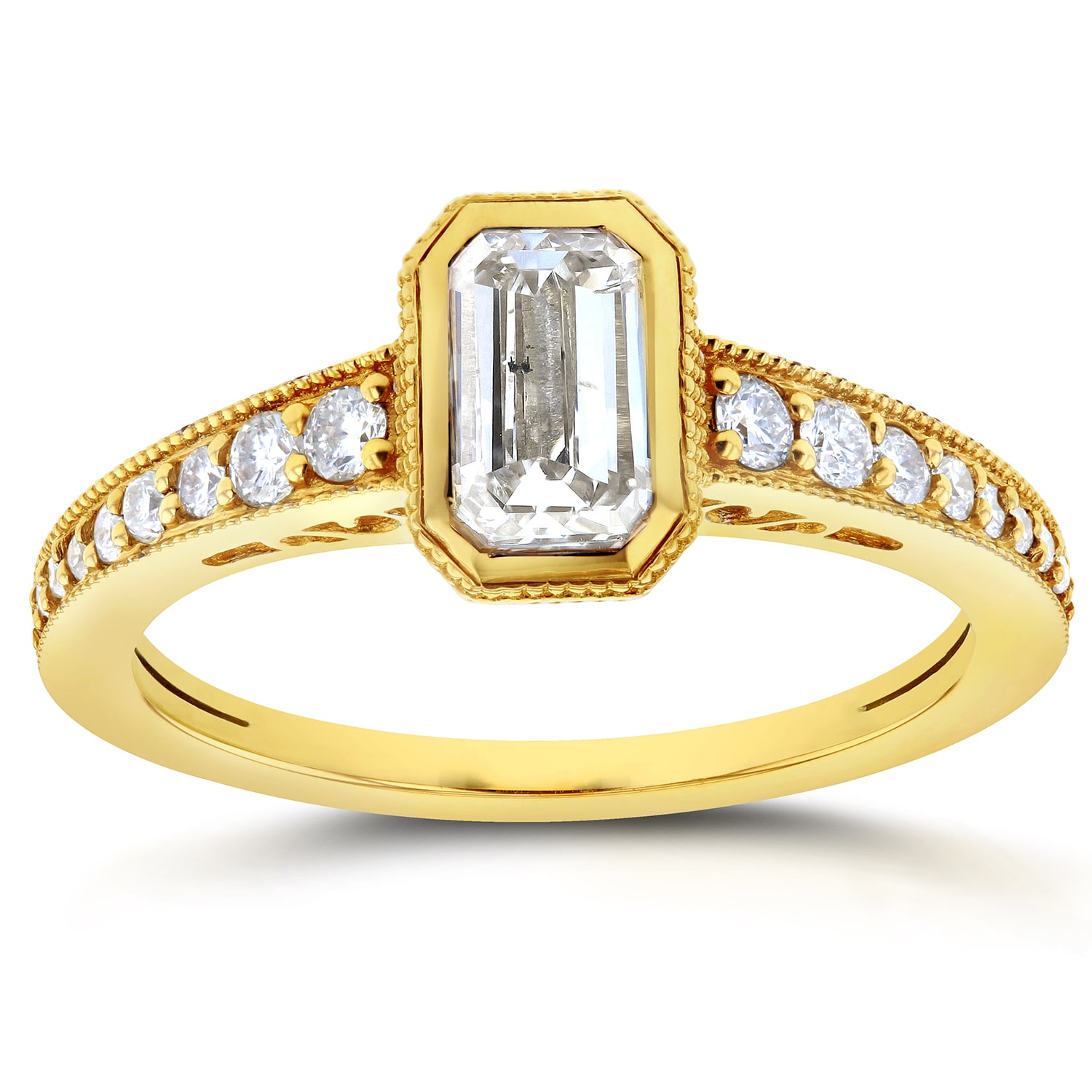 Vintage Yaffie Gold Ring with 1.25ct TDW Emerald Cut Diamond