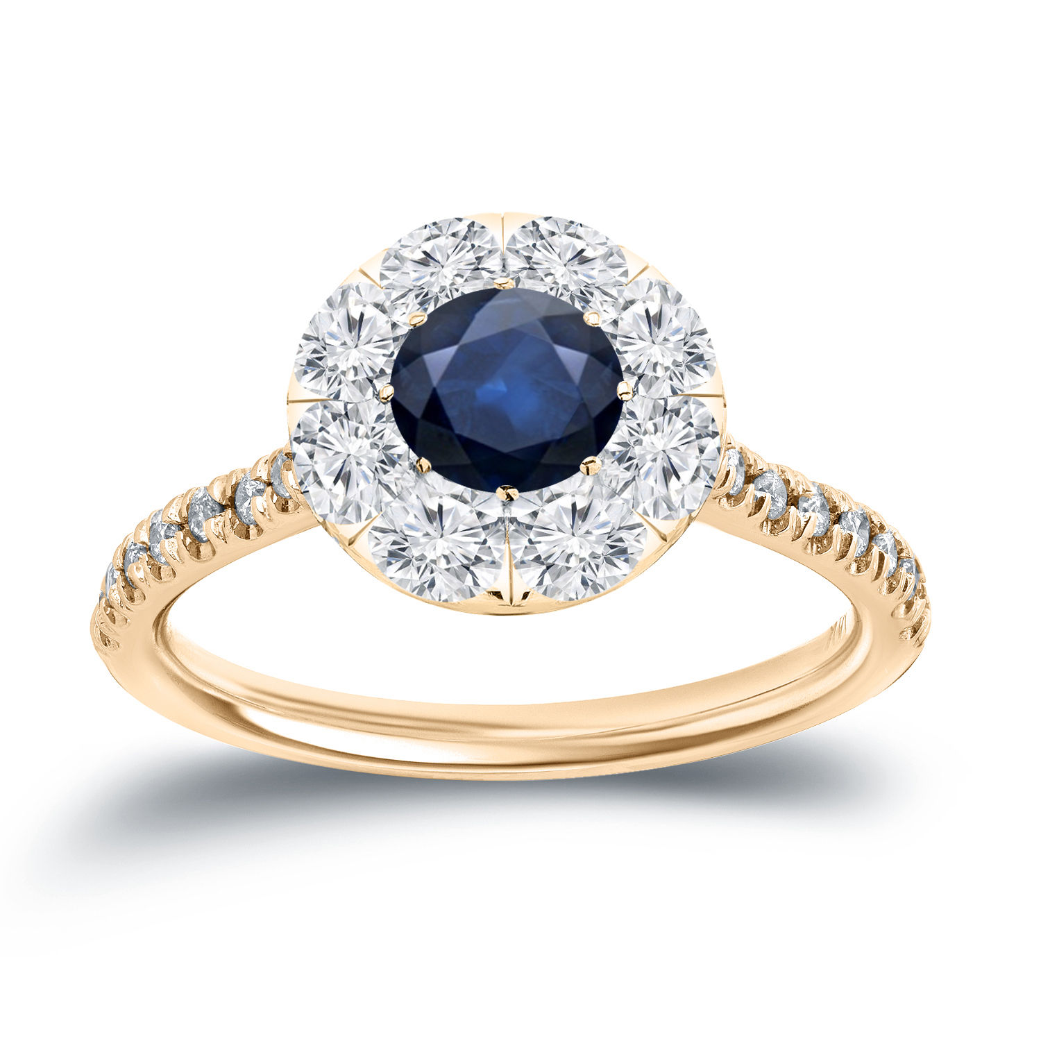 Blue Sapphire and Diamond Engagement Ring by Yaffie Gold - 1/2ct and 4/5ct TDW