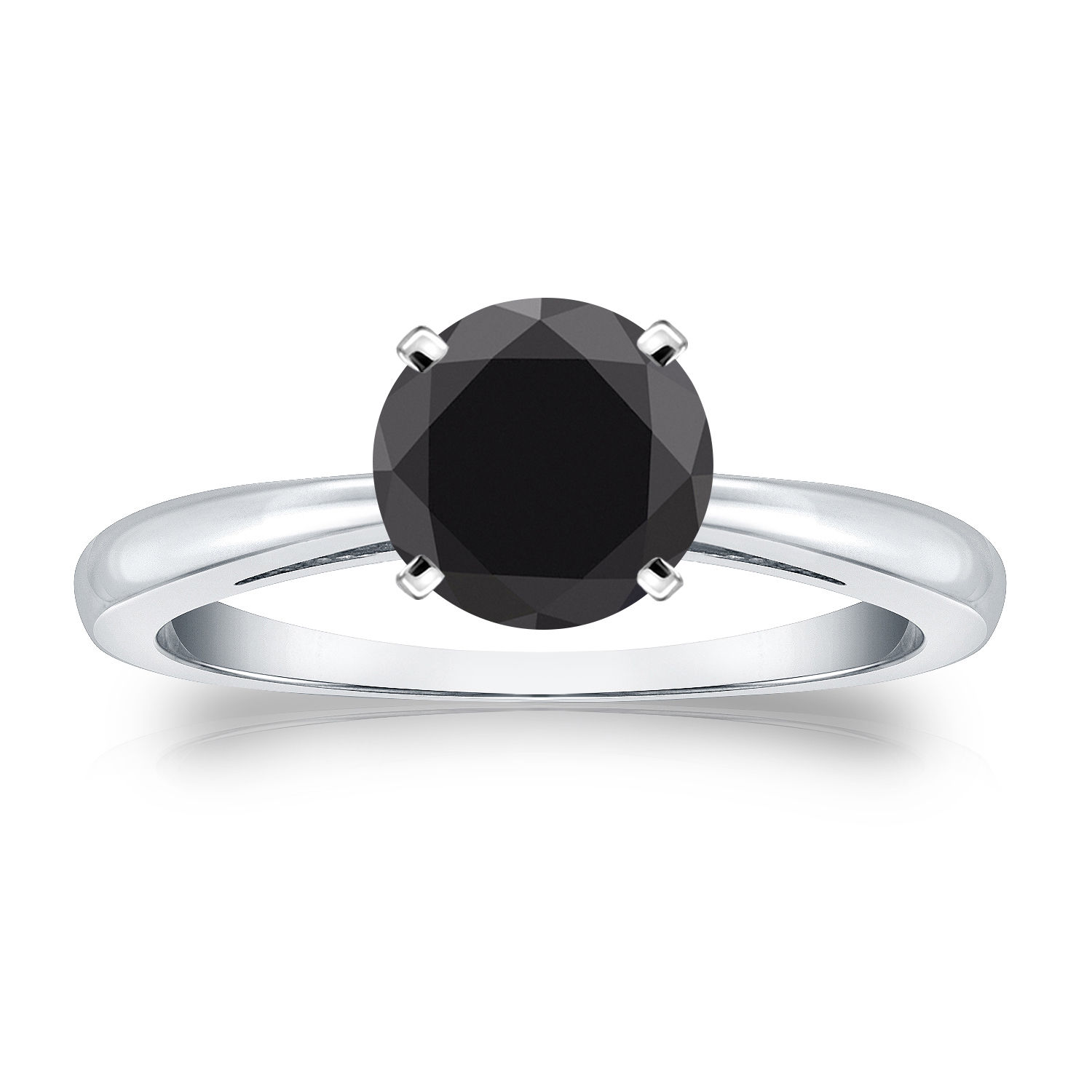 Custom-Made Yaffie™ Black Diamond Solitaire Engagement Ring: Gold 1 1/4ct Round Cut in 4-Prong Setting