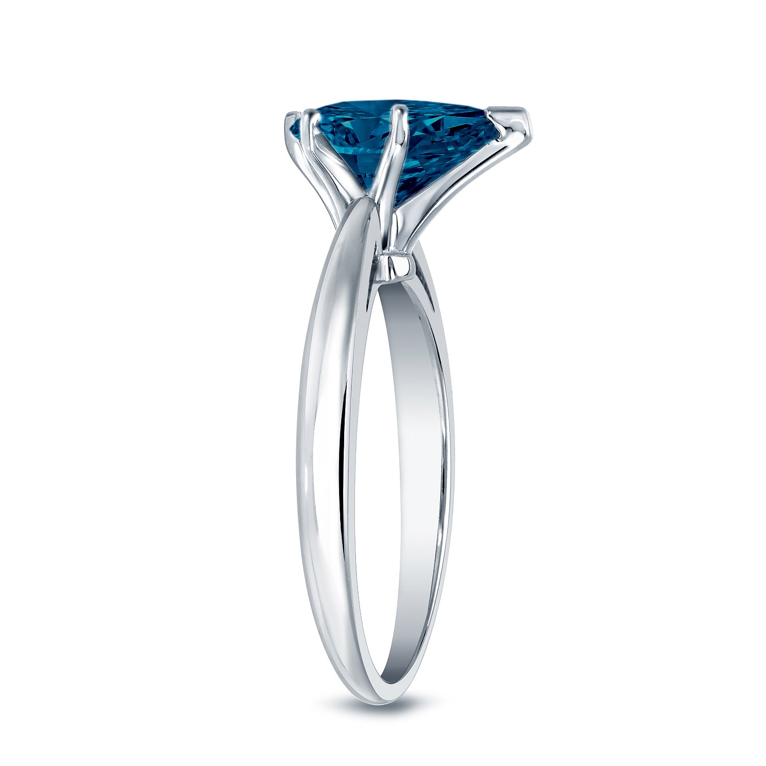 Sparkling Blue Diamond Heart Solitaire Engagement Ring by Yaffie Gold - 1 1/6ct Total Diamond Weight