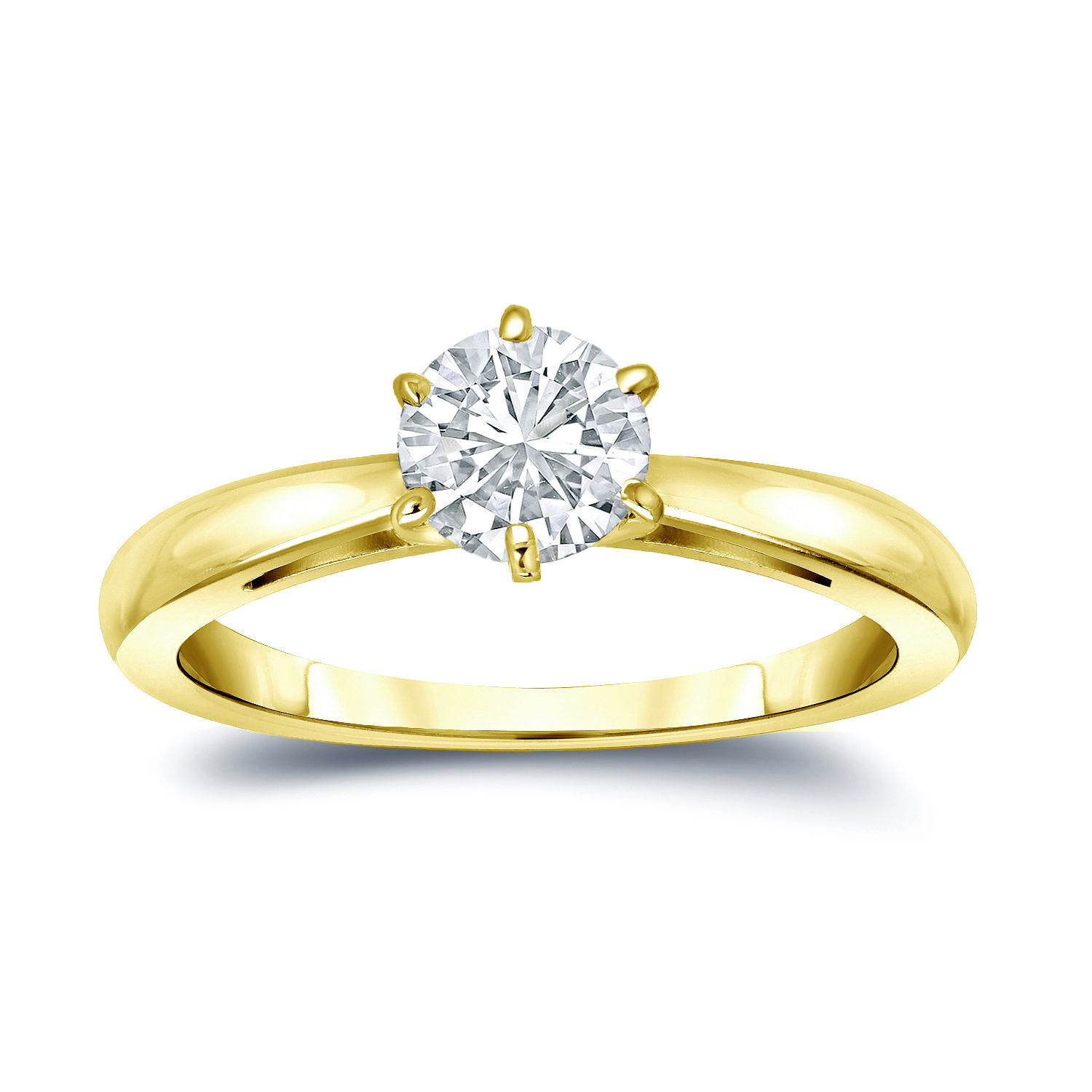 Golden Yaffie: 1/2ct TDW Round-Cut Diamond Solitaire Engagement Ring with 6 Prongs