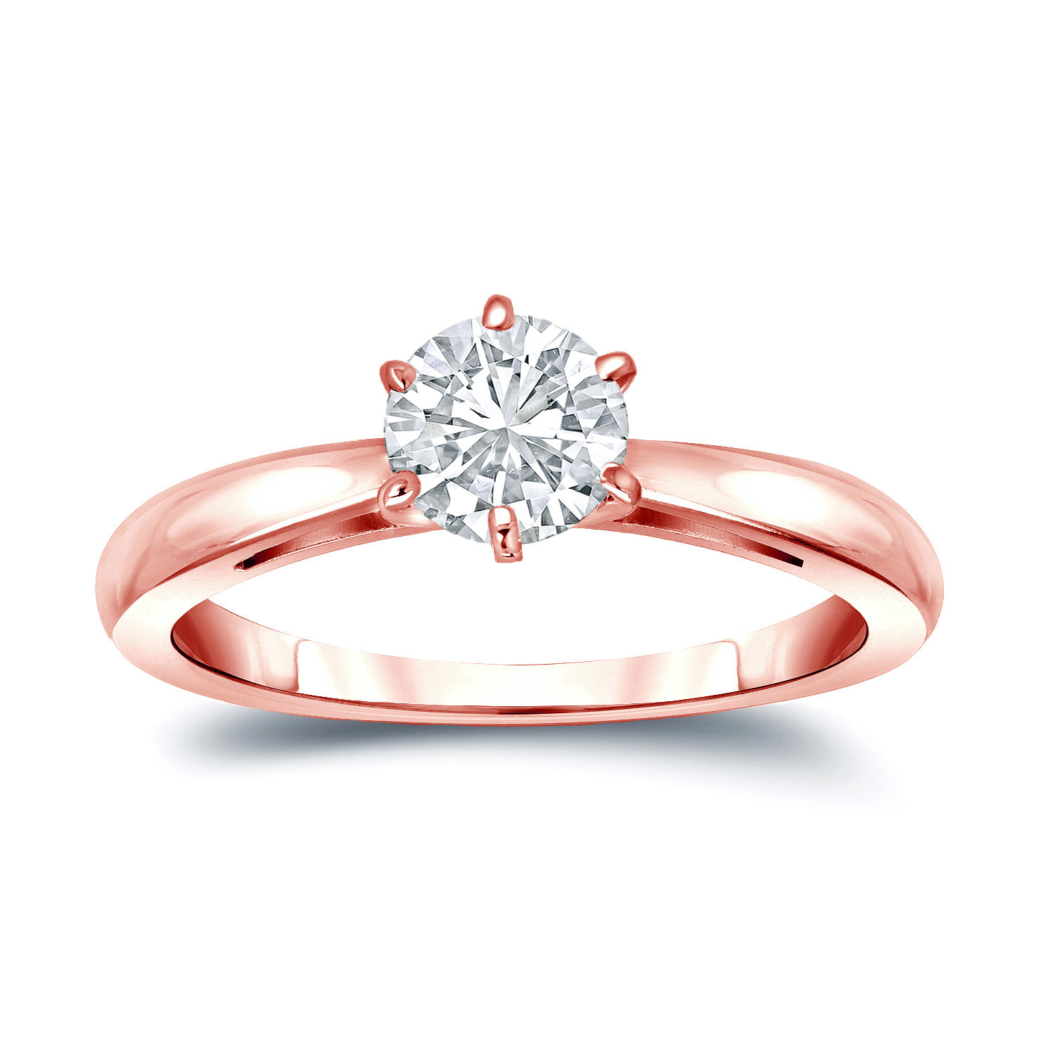 Golden Yaffie: 1/2ct TDW Round-Cut Diamond Solitaire Engagement Ring with 6 Prongs