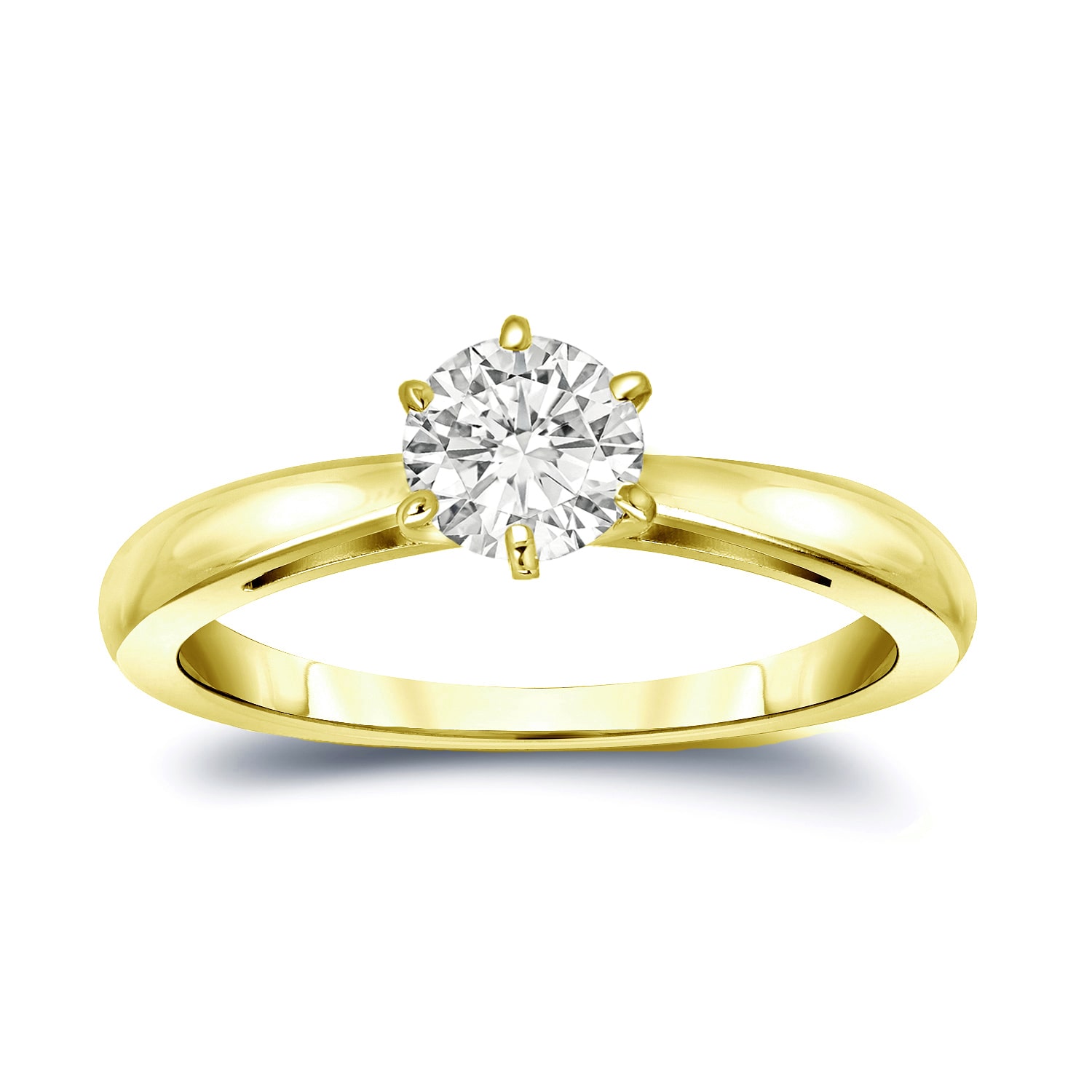 Gold Yaffie 6-Prong Solitaire Engagement Ring with Round-Cut 1/4ct TDW Diamond