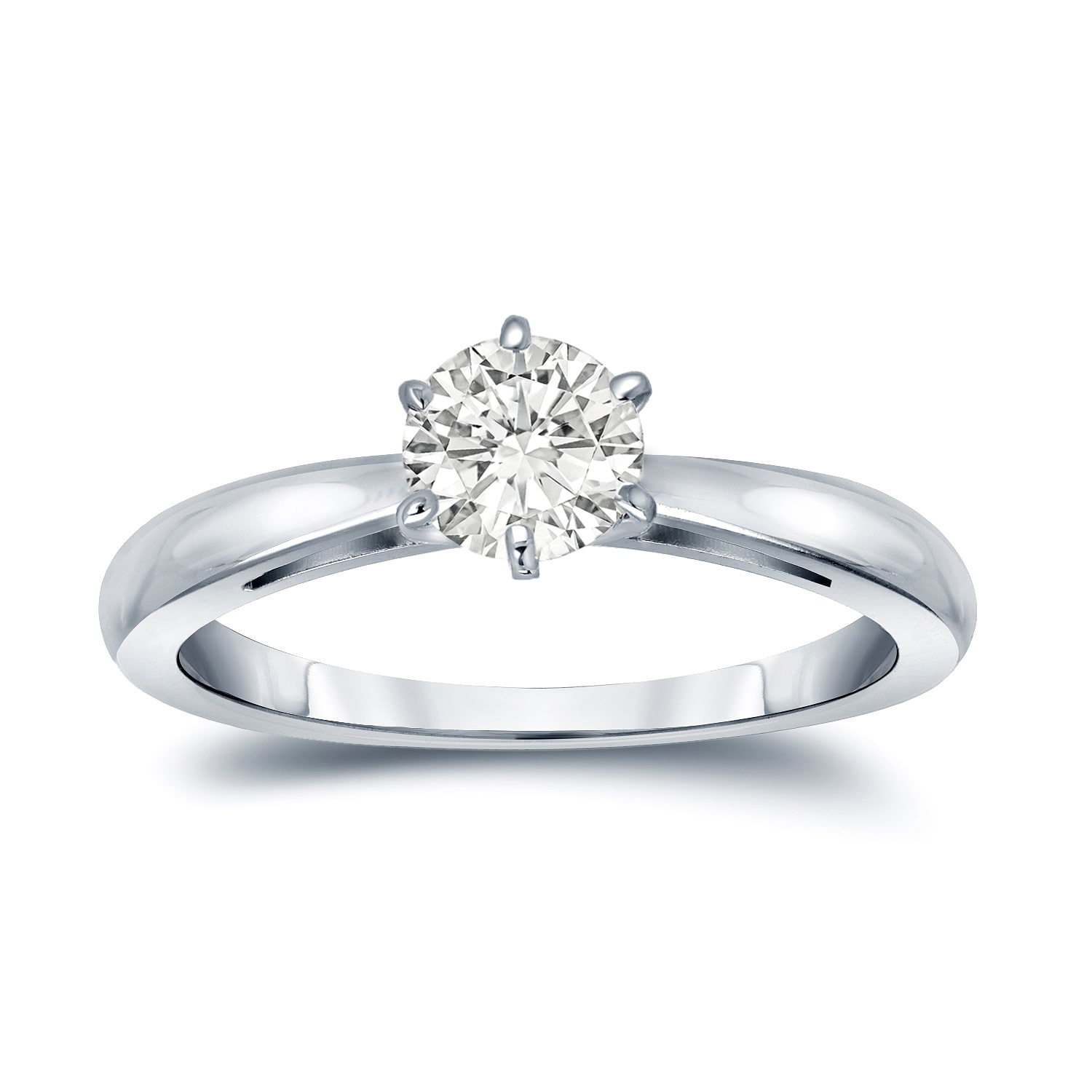Gold Yaffie 6-Prong Solitaire Engagement Ring with Round-Cut 1/4ct TDW Diamond