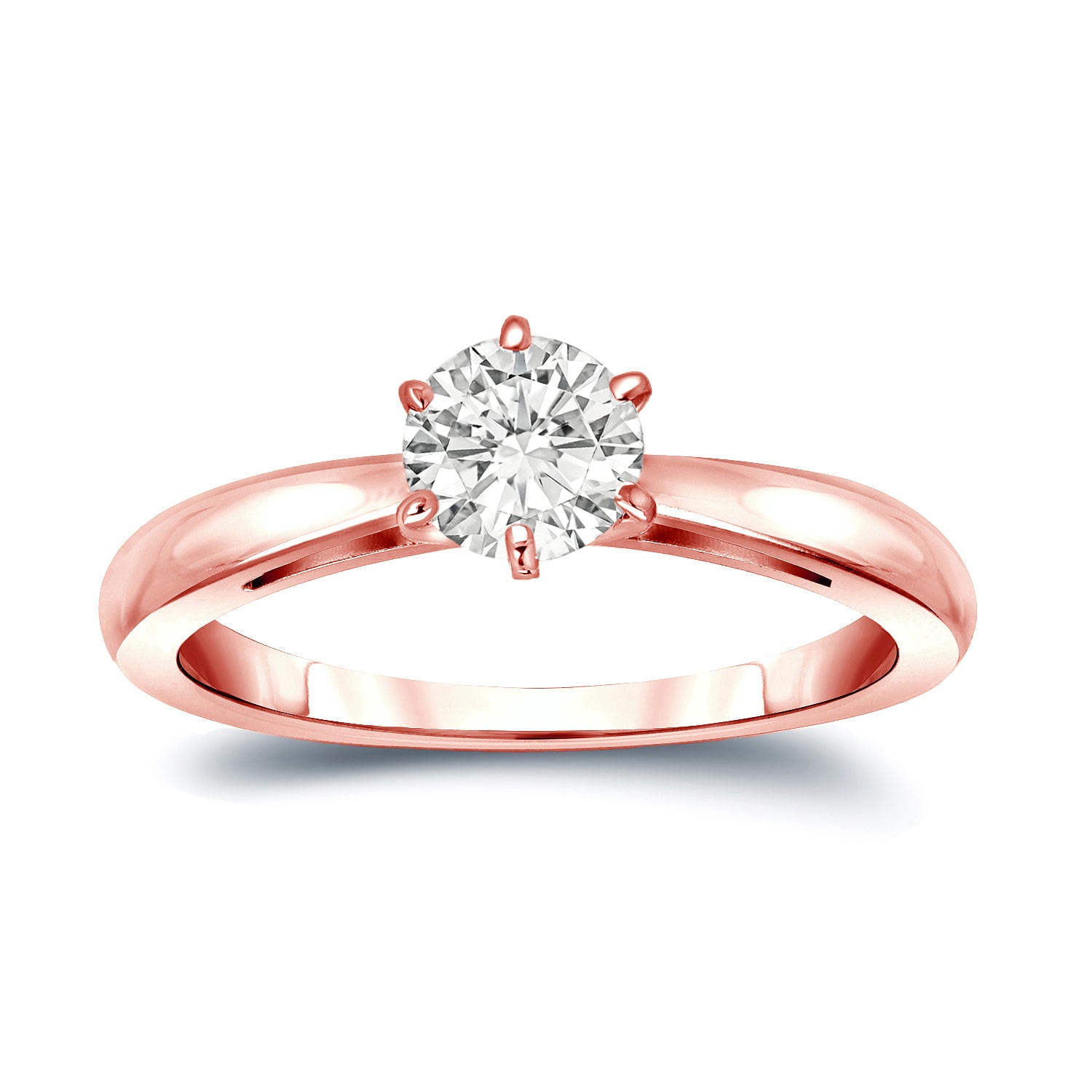 Gold Yaffie 6-Prong Solitaire Engagement Ring with Round-Cut 1/4ct TDW Diamond