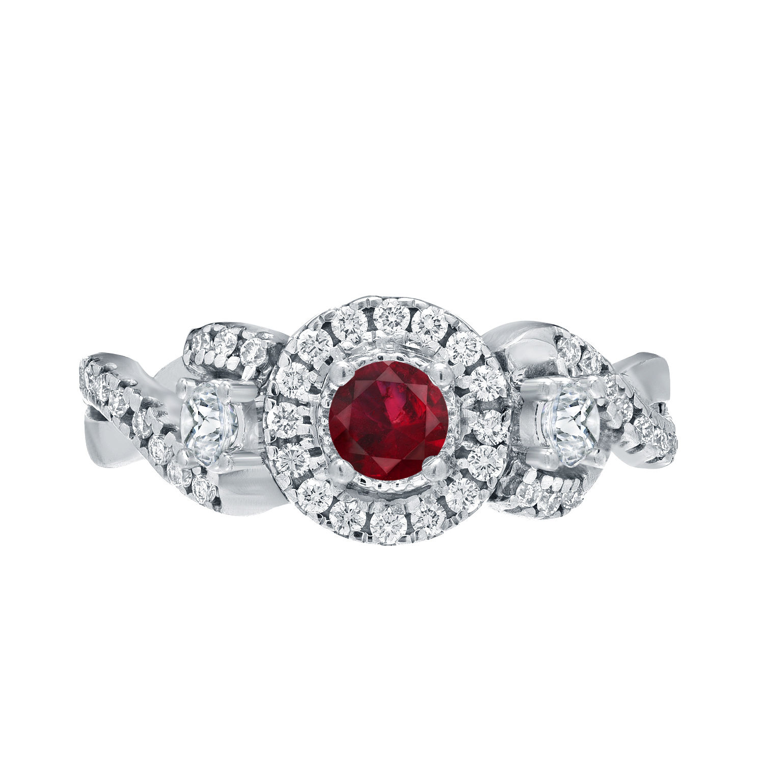 Engaging Yaffie Gold Ring with 1/5ct Ruby and 1/2ct TDW Diamond