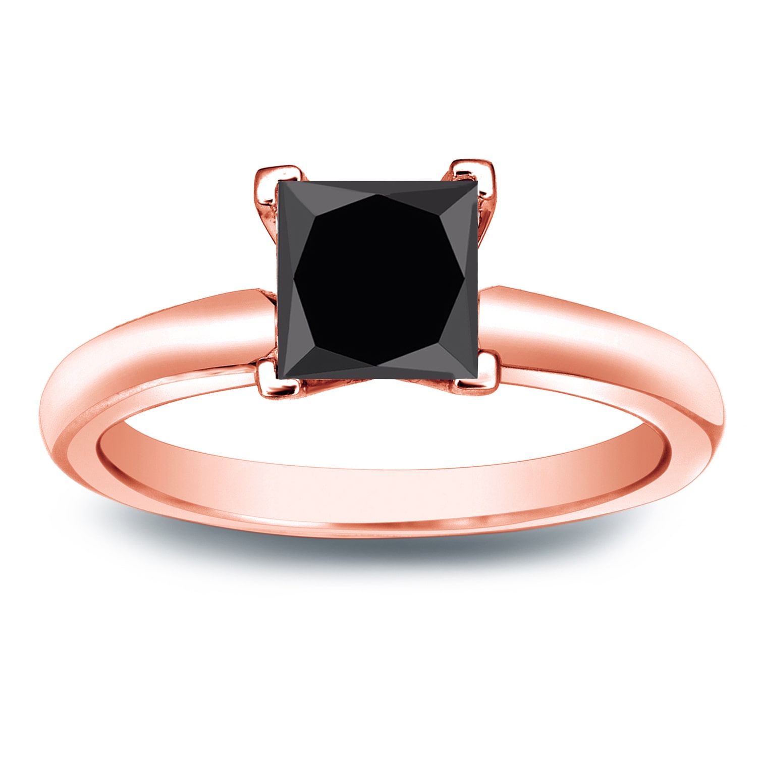 Custom-Made Yaffie ™ Black Diamond Engagement Ring - 1ct Princess Cut in Stunning Gold Solitaire.