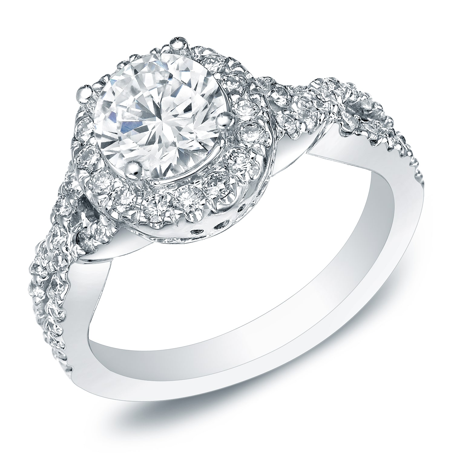 Certified Round Diamond Engagement Ring - Yaffie Gold 1ct TDW