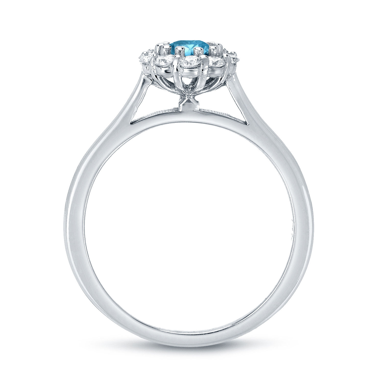 Introducing 1ct TDW Blue Diamond Halo Engagement Ring by Yaffie Gold.