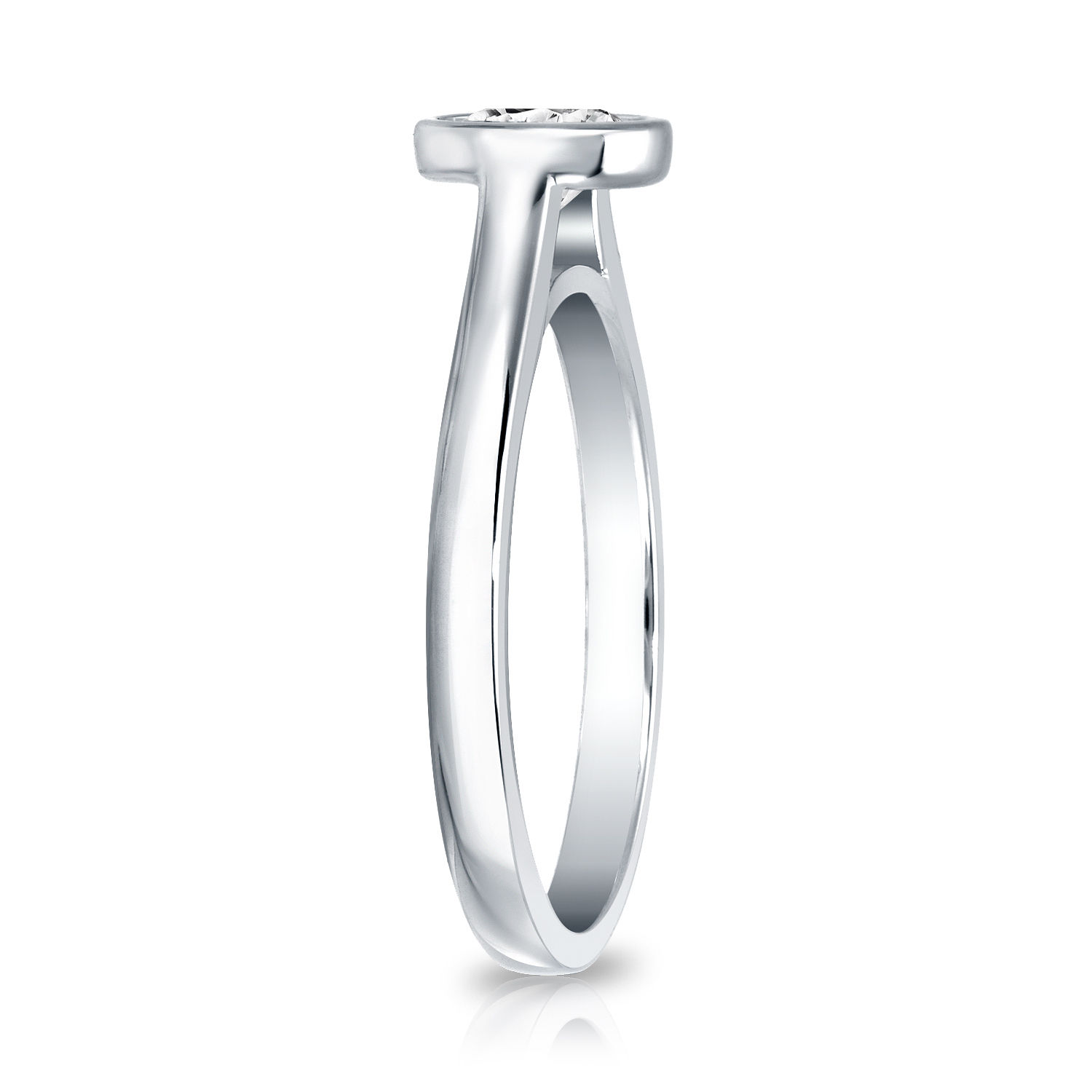 Radiant Yaffie Gold 1ct TDW Solitaire Engagement Ring with Round-cut Diamond Bezel
