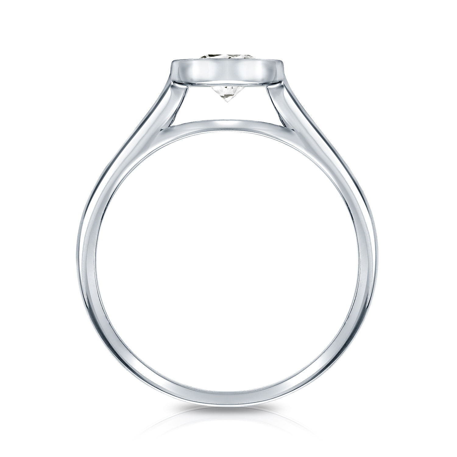 Radiant Yaffie Gold 1ct TDW Solitaire Engagement Ring with Round-cut Diamond Bezel