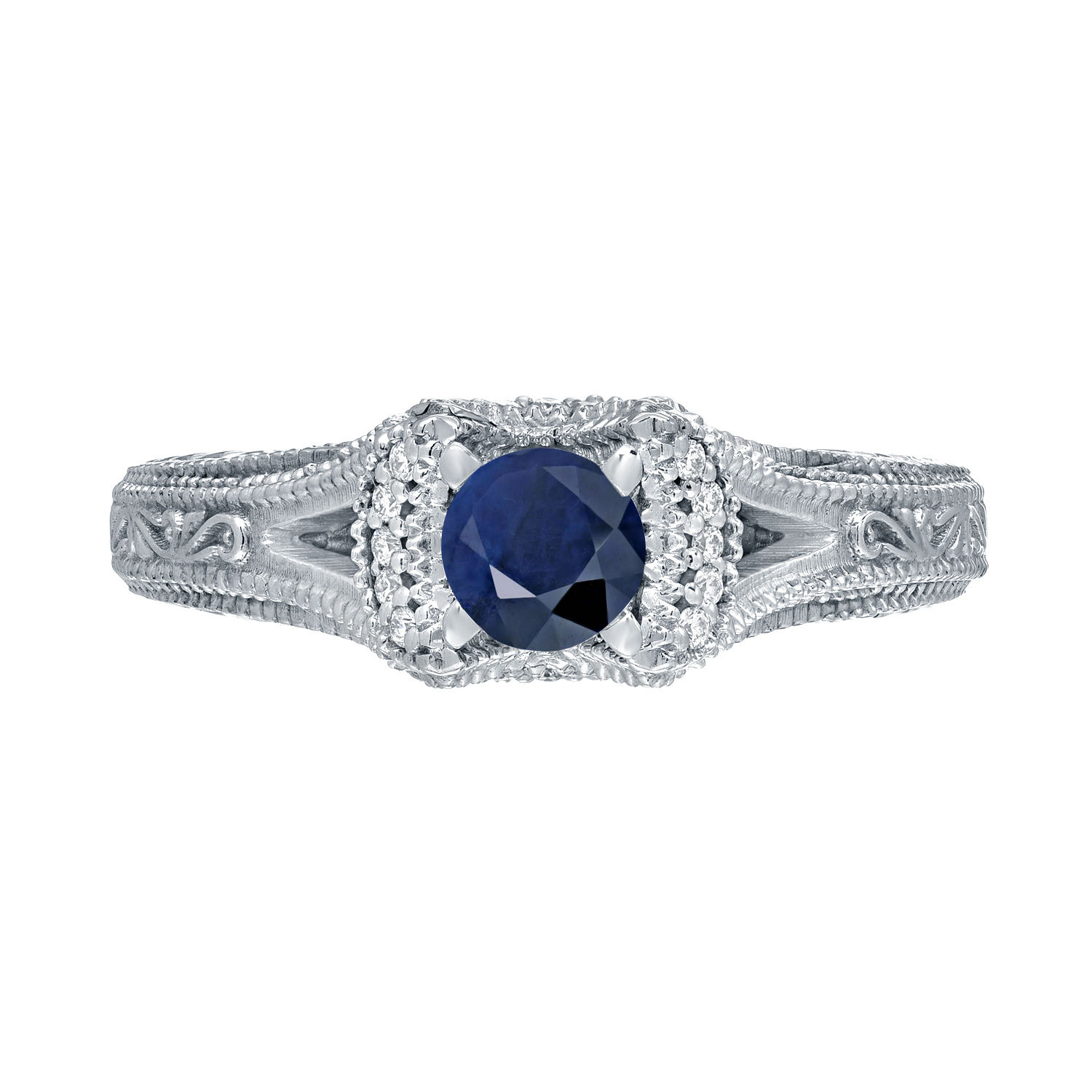 Engage in Elegance with Yaffie Blue Sapphire and Diamond Ring