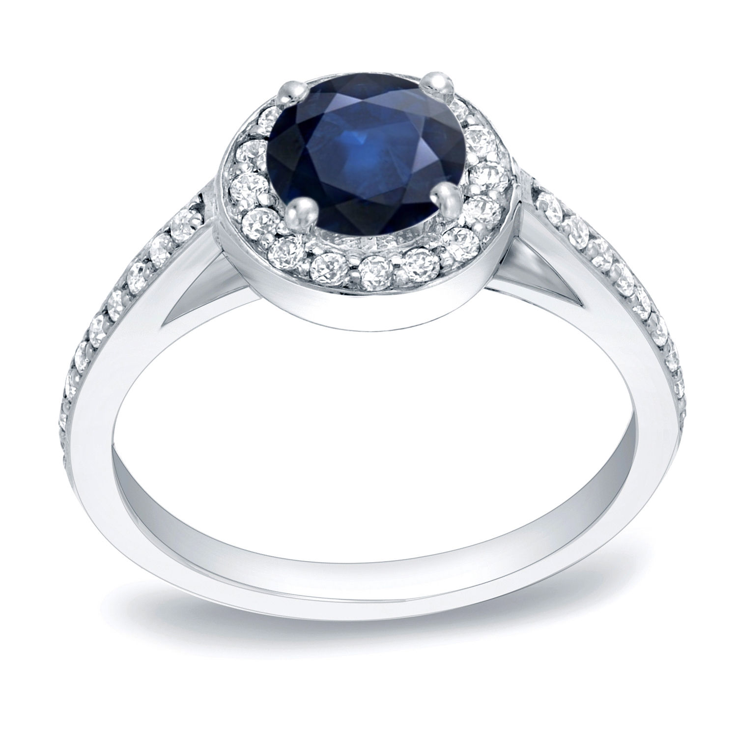 Engage in elegance with the Yaffie Gold Blue Sapphire and Round Diamond Ring.