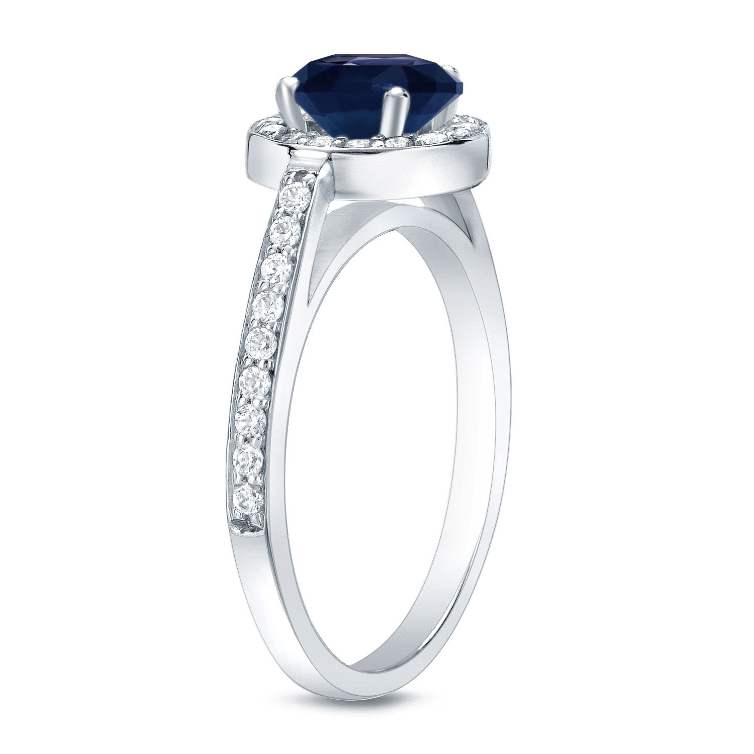 Engage in elegance with the Yaffie Gold Blue Sapphire and Round Diamond Ring.