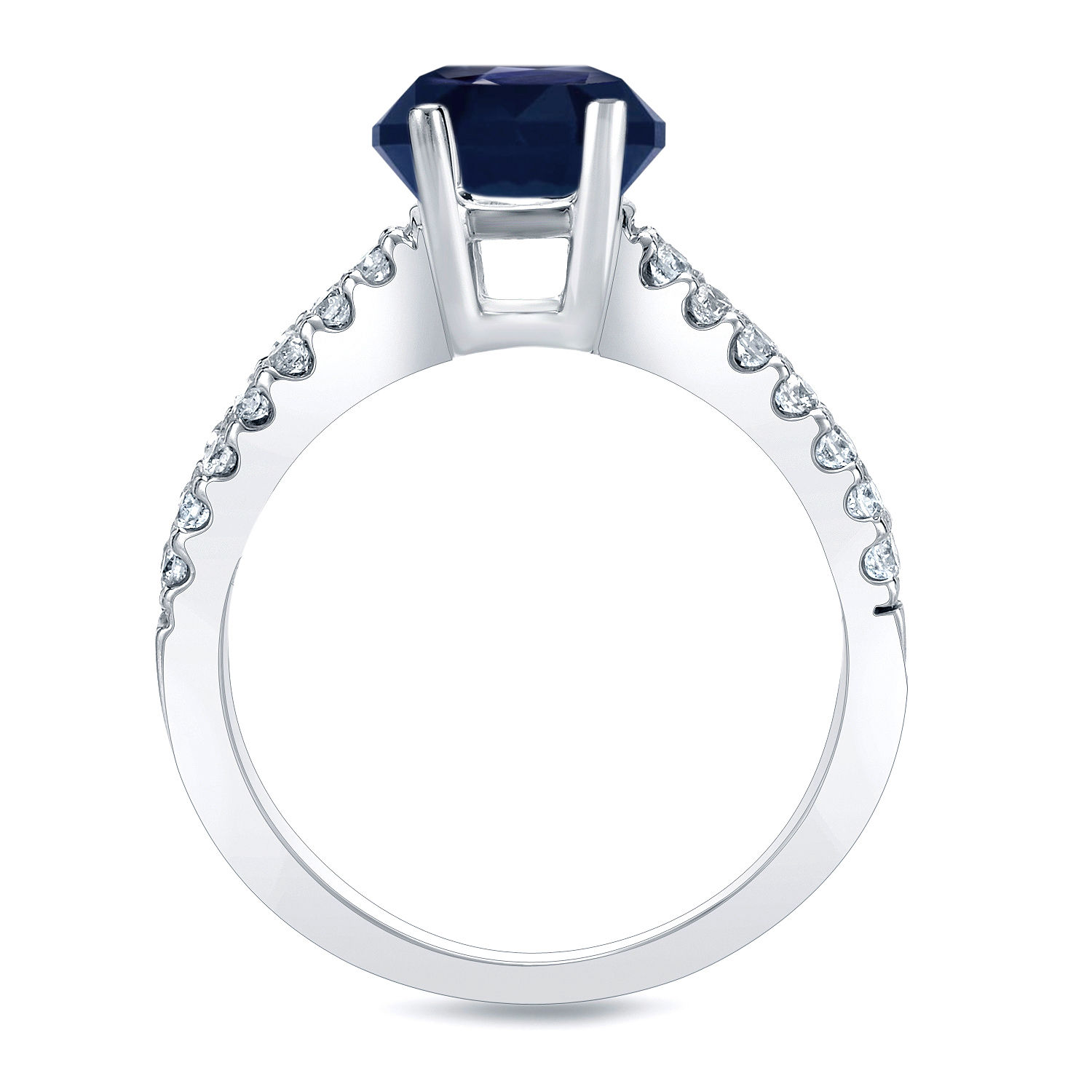 Blue Sapphire &amp; Round Diamond Engagement Ring with Yaffie Gold - 0.60ct Total Gem Weight