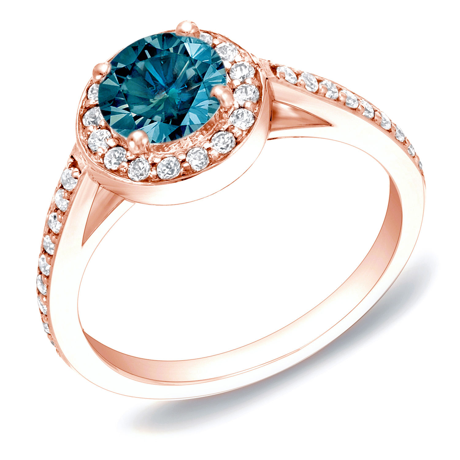 Rose Gold Blue Diamond Ring with 1ct TDW by Yaffie