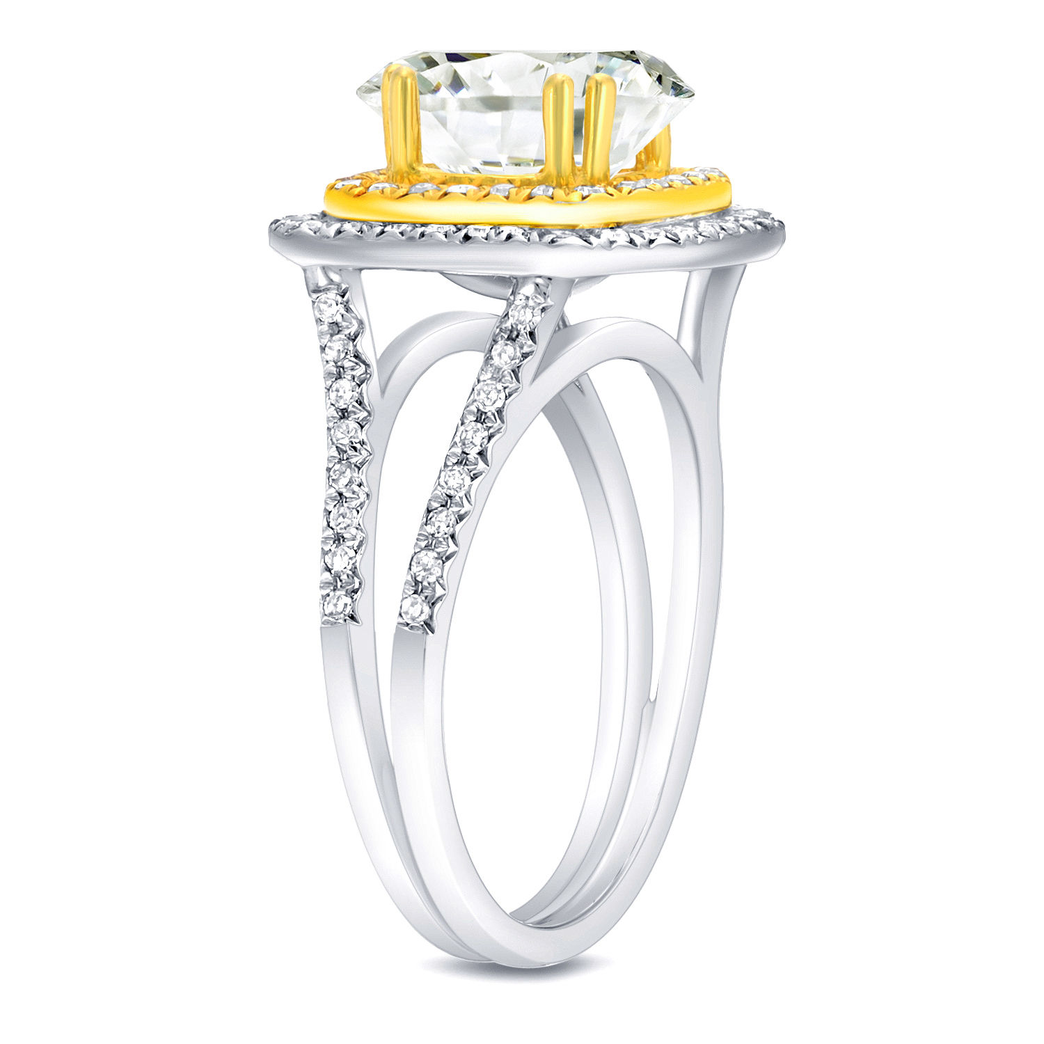 Certified Princess-cut Diamond Ring with 1 4/5ct TDW in Two-tone Gold by Yaffie.