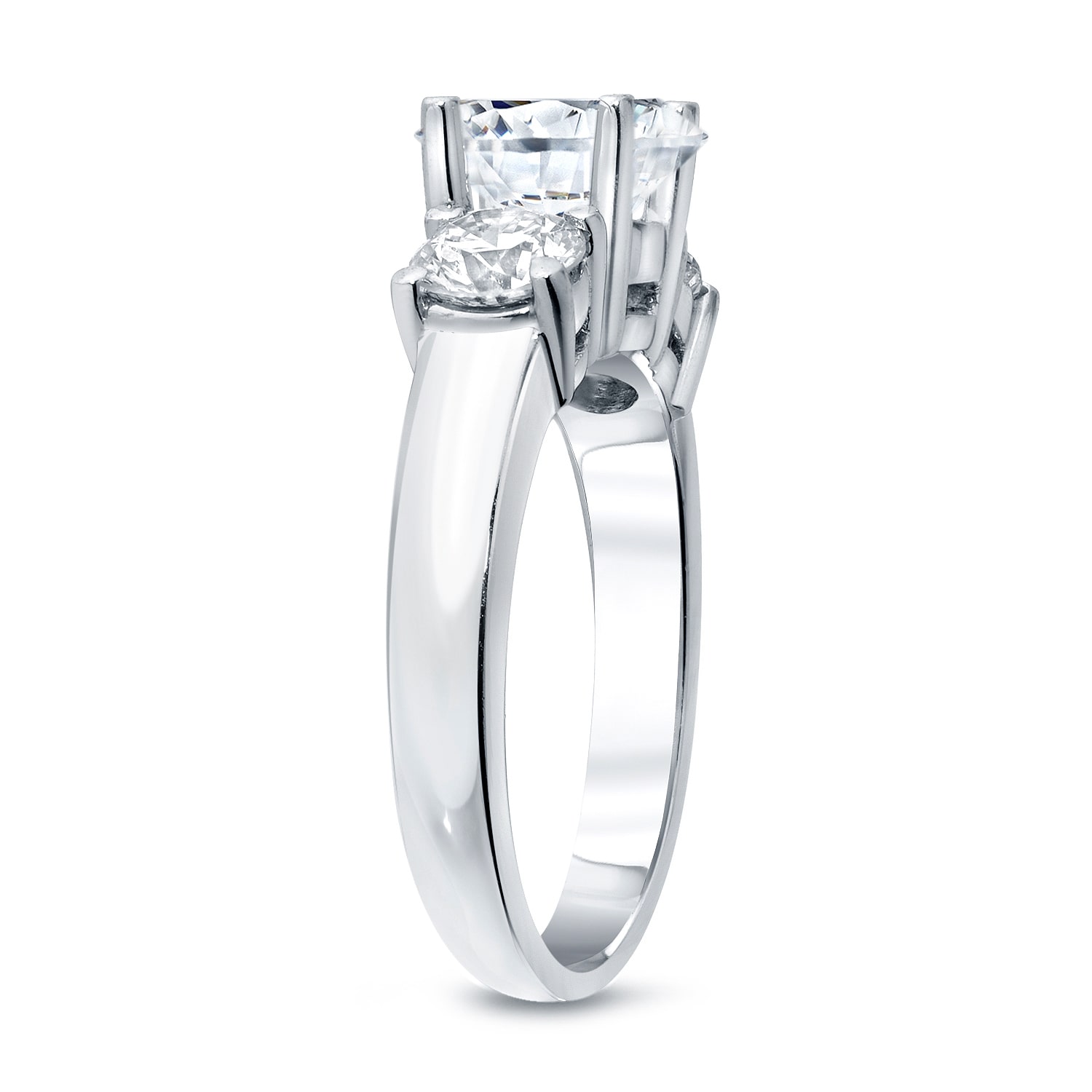Certified Round-cut Diamond 3-stone Engagement Ring by Yaffie in White Gold with 2ct TDW