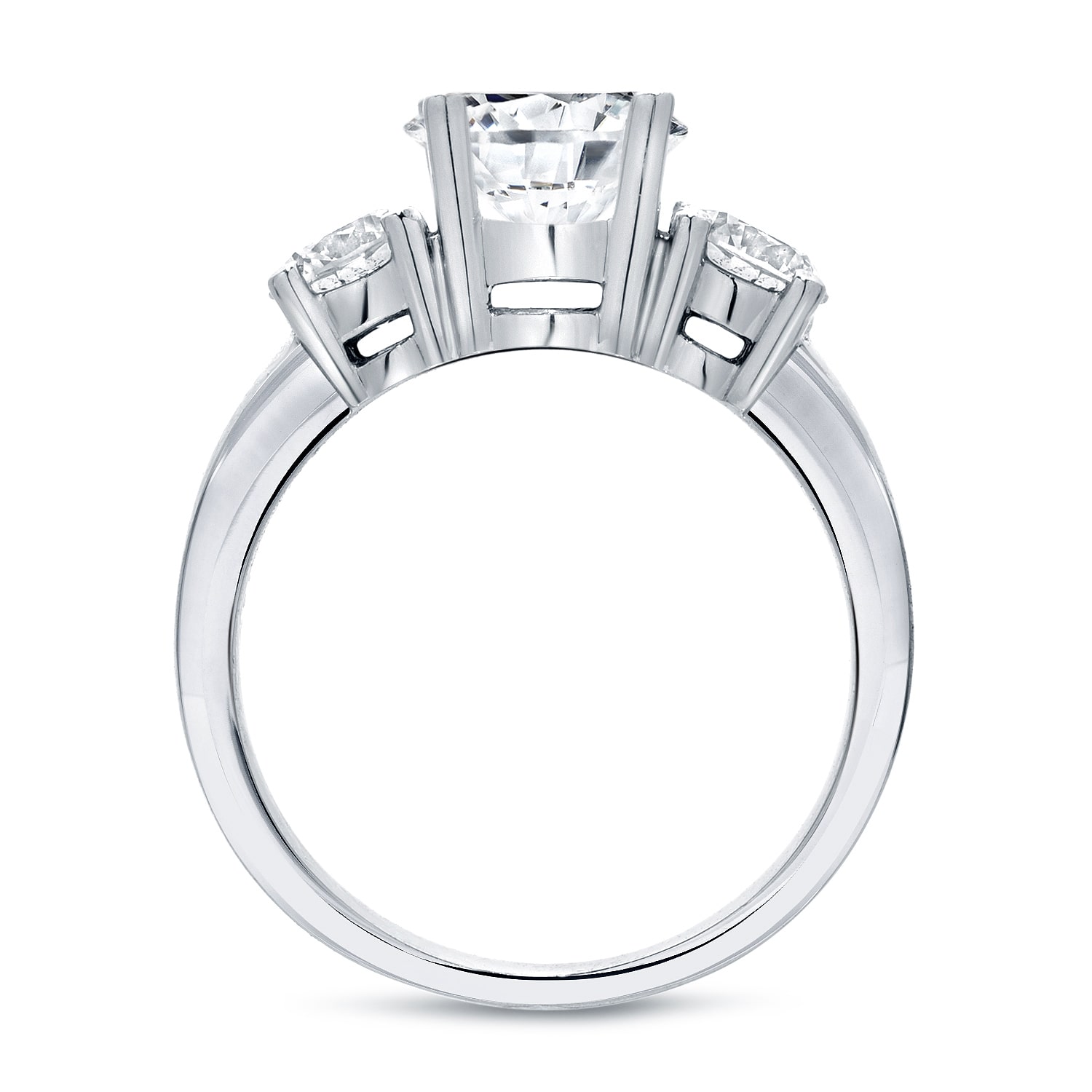 Certified Round-cut Diamond 3-stone Engagement Ring by Yaffie in White Gold with 2ct TDW