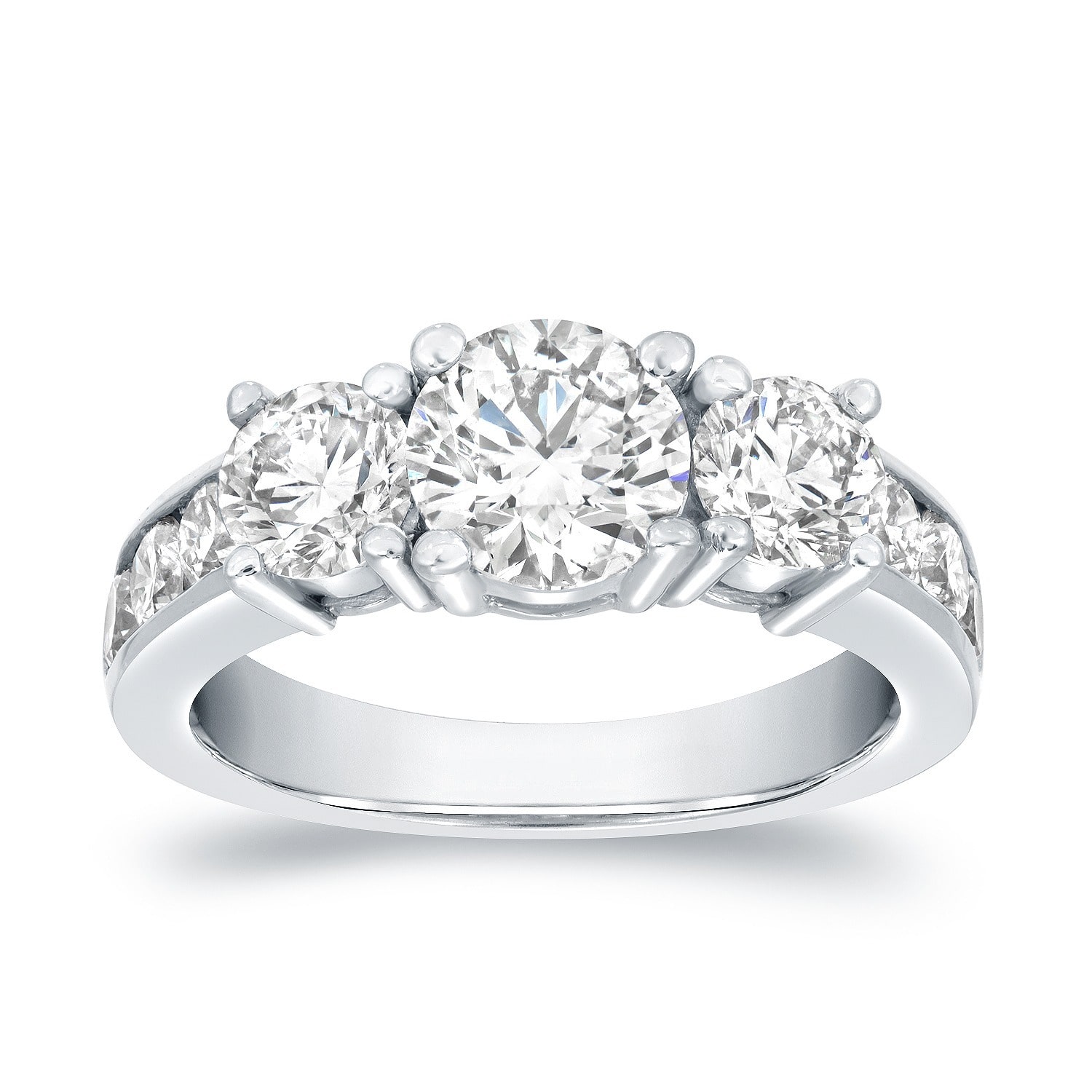 Sparkling Yaffie Diamond Ring with 9 Round Stones in White Gold - 3ct Total Weight