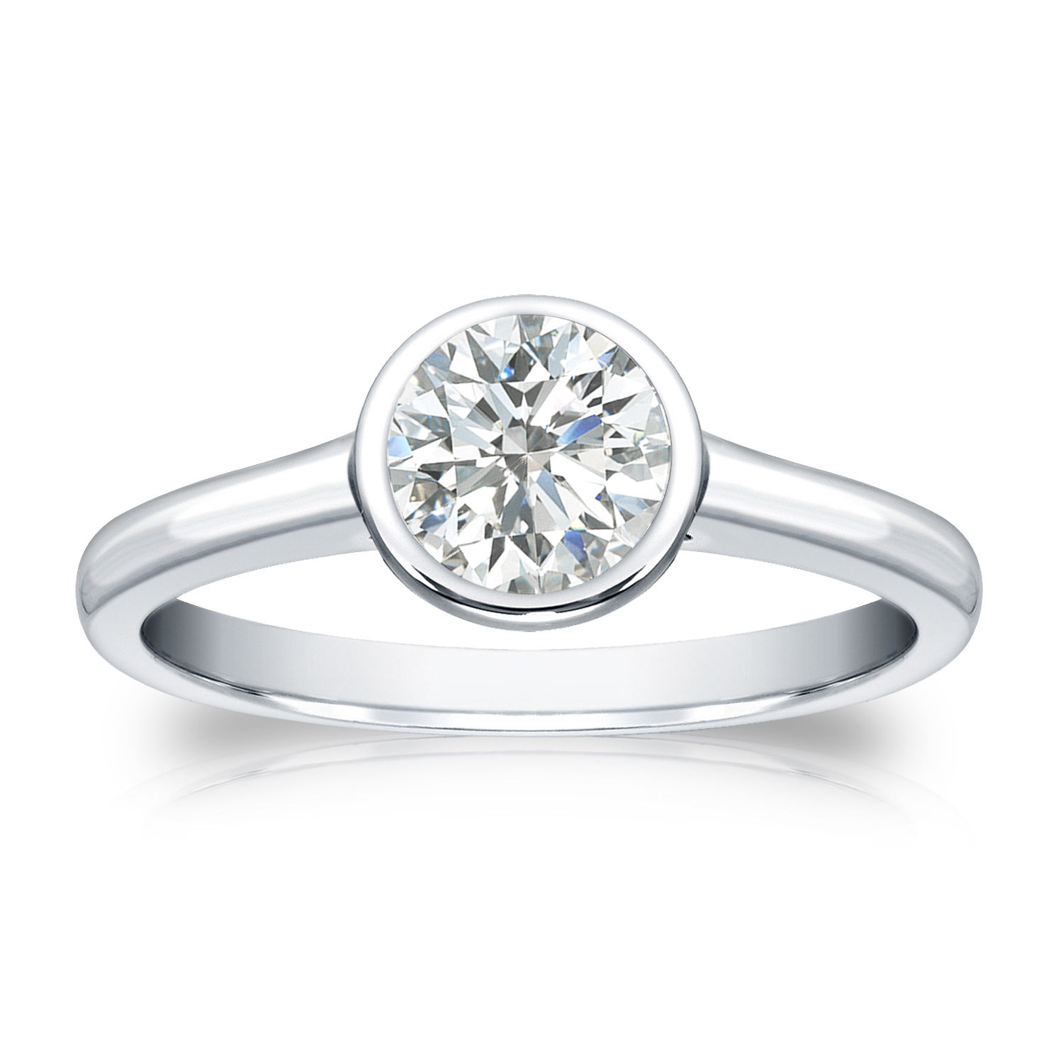 Bezel Diamond Engagement Ring with 1/2ct TDW Round Solitaire by Yaffie Gold