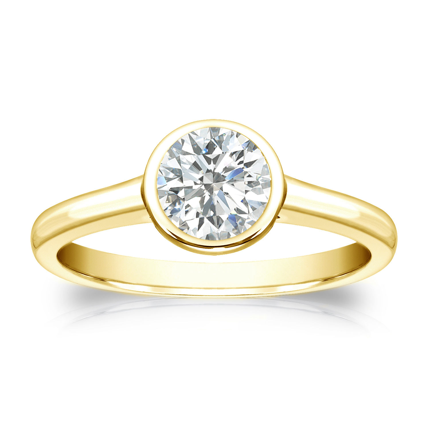 Bezel Diamond Engagement Ring with 1/2ct TDW Round Solitaire by Yaffie Gold