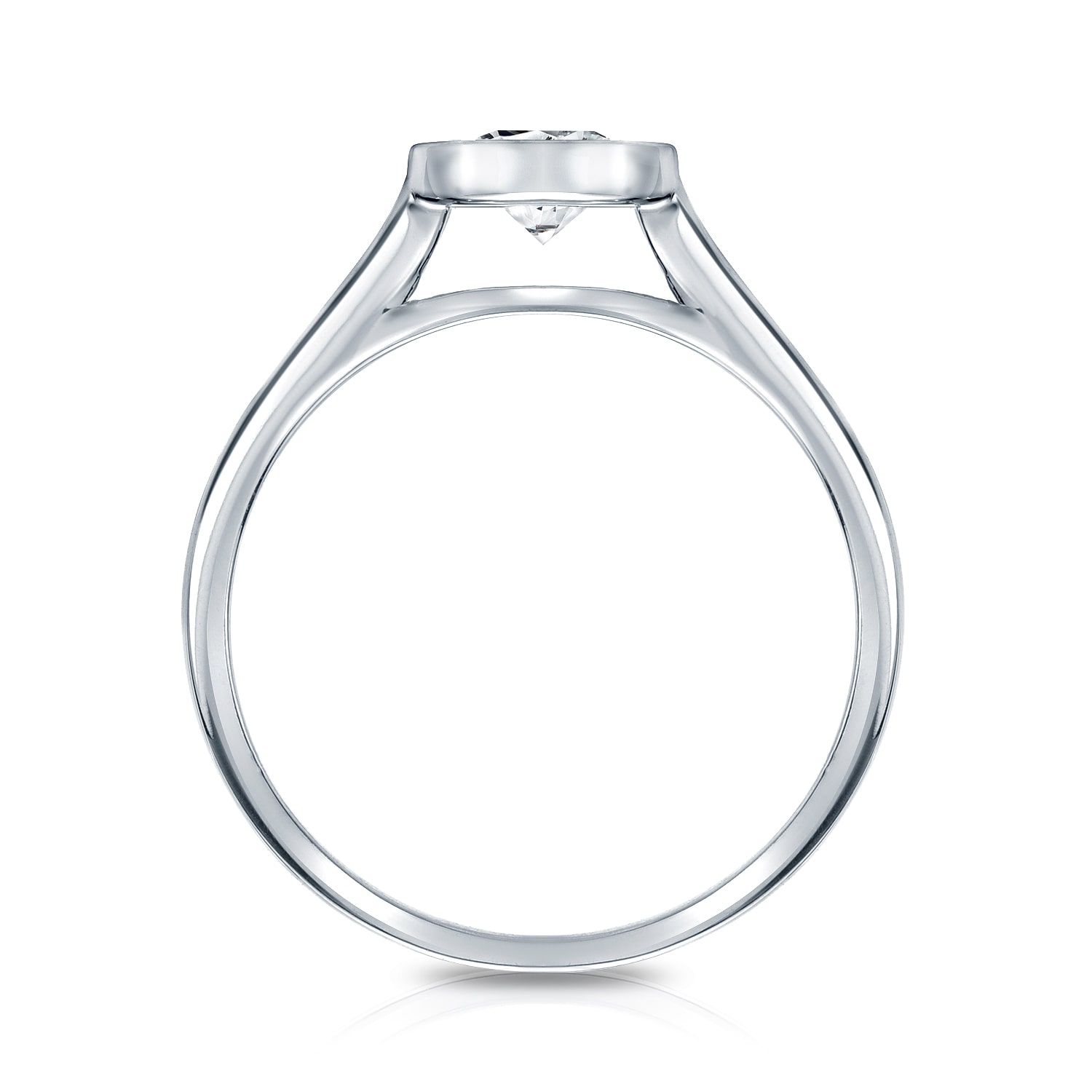 Radiant Yaffie Gold 1ct TDW Solitaire Engagement Ring with Round-cut Diamond Bezel