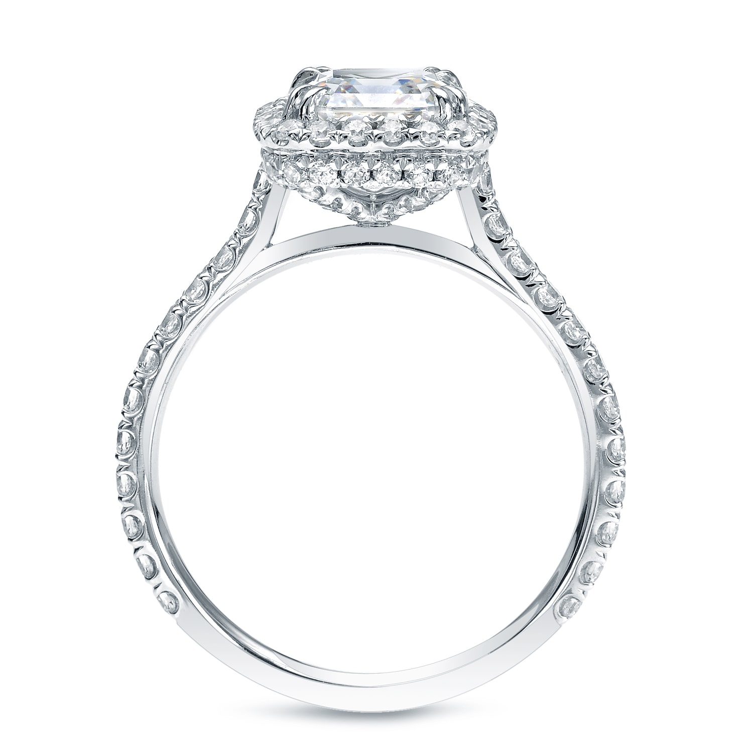 Certified Cushion Cut Diamond Halo Engagement Ring - Yaffie Gold 2ct TDW
