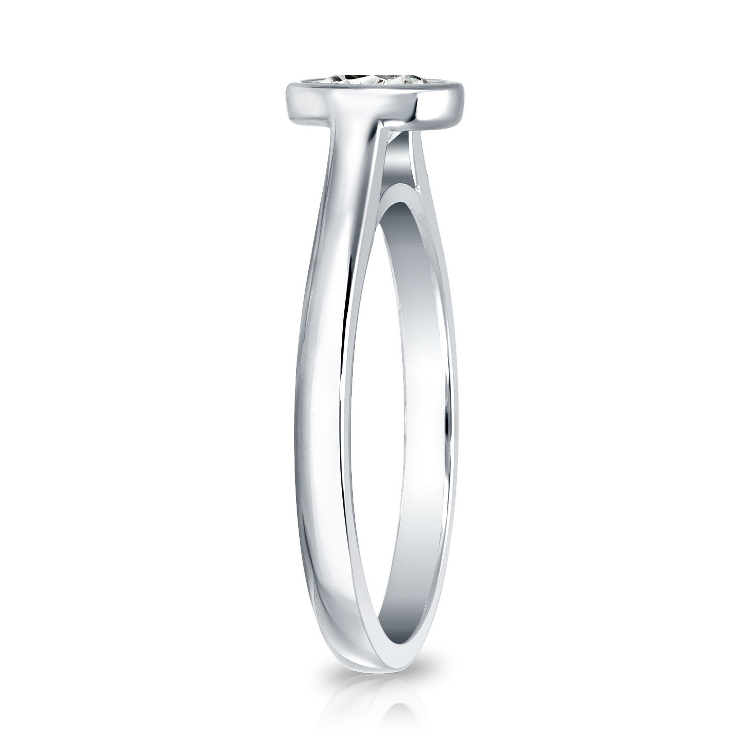 Gold Solitaire Diamond Engagement Ring - 3/4ct TDW with Round Bezel Cut by Yaffie