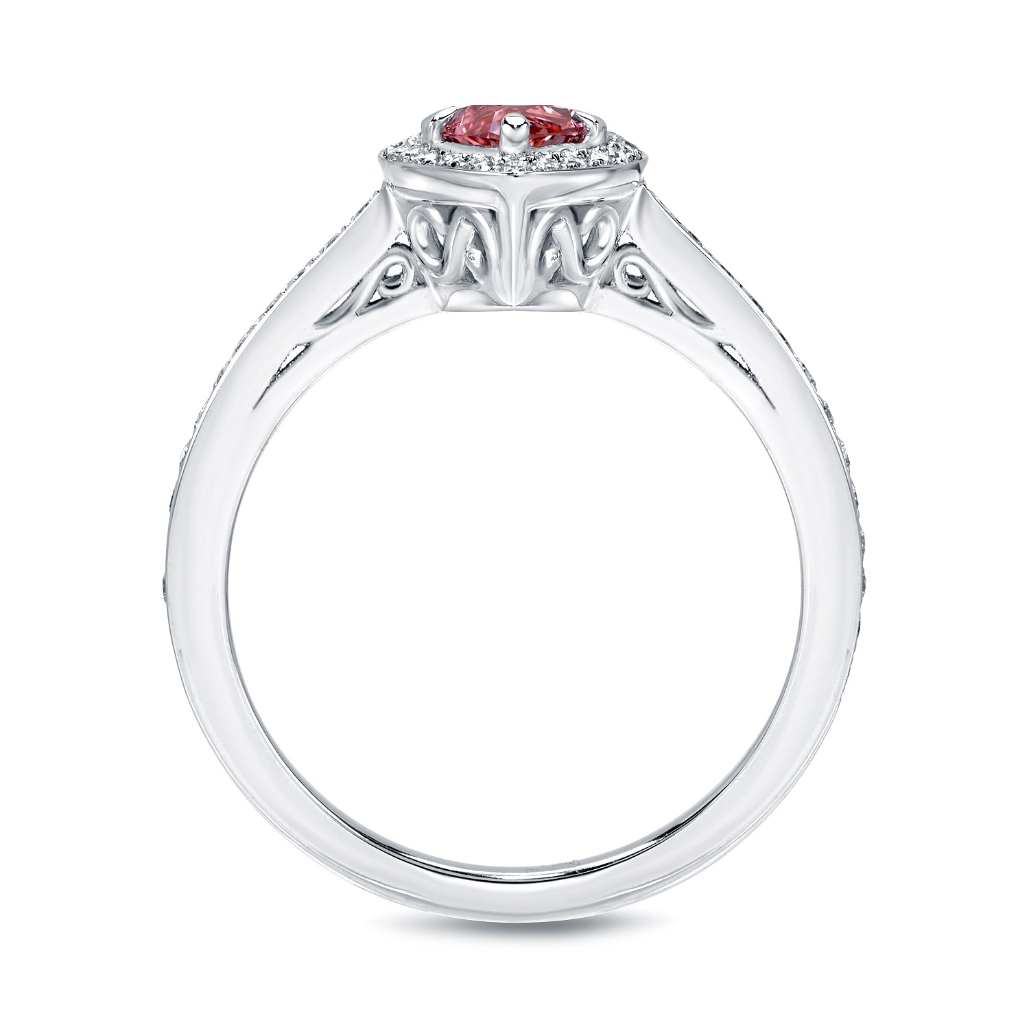 Pink Diamond Halo Marquise Engagement Ring with 1.33ct TDW in White Gold by Yaffie