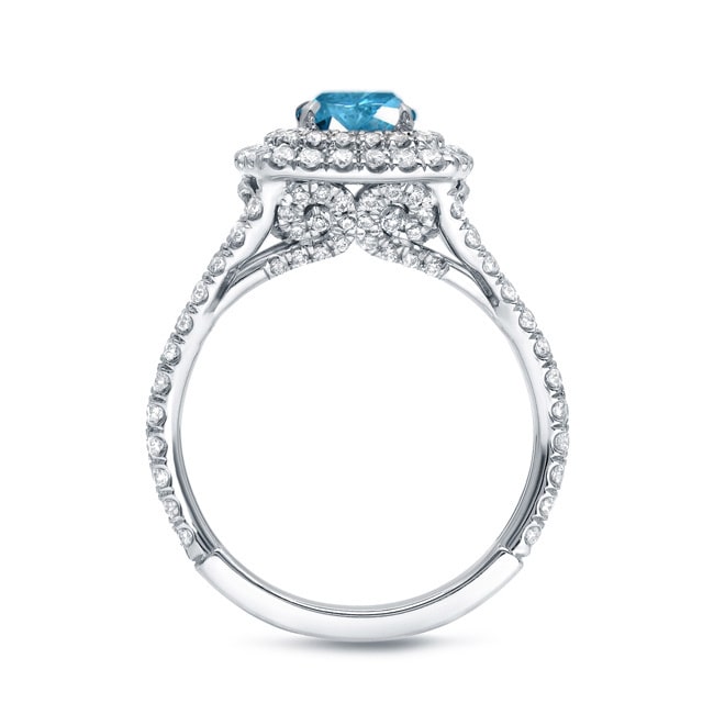 Introducing Yaffie Blue Diamond Double Halo Ring - 2ct TDW in White Gold.