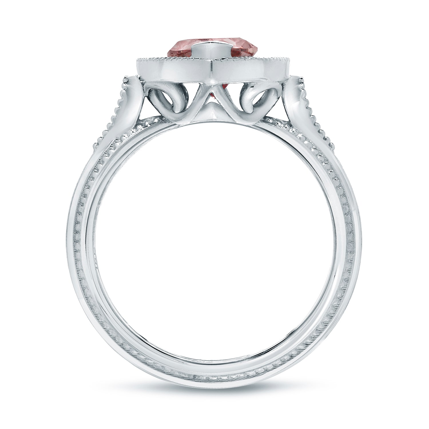 Pink Diamond Marquise Ring with 2ct TDW in Yaffie White Gold