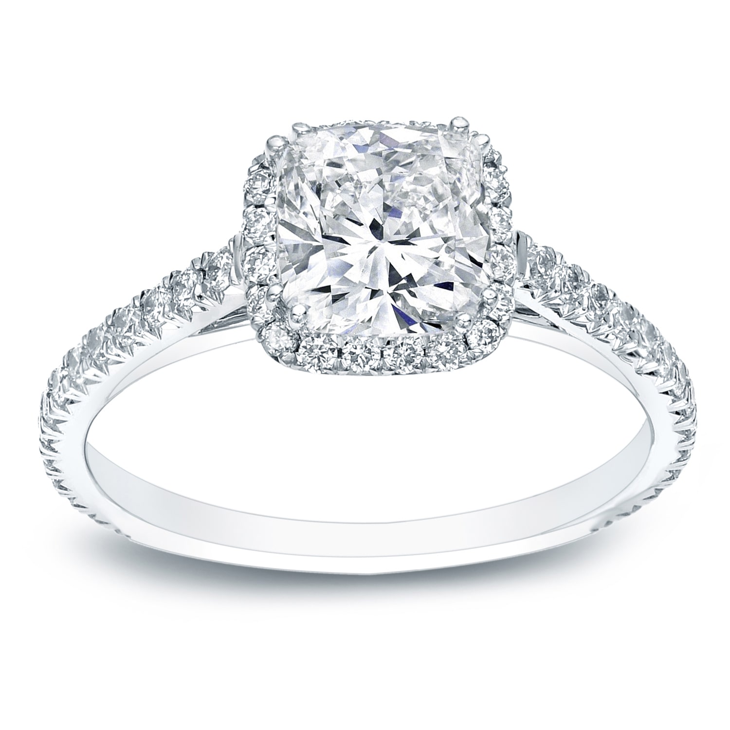 Yaffie Platinum Halo Ring: Flawless 1 ¾ ct Cushion-Cut Diamond.