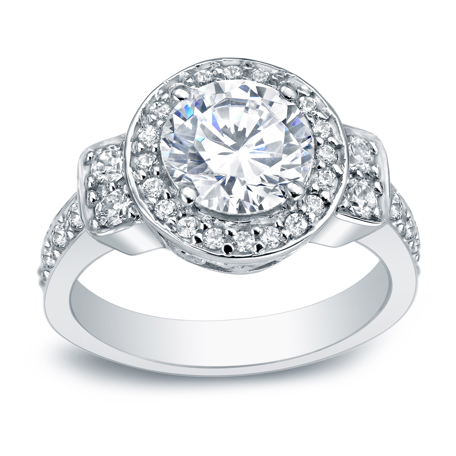 Sparkling Yaffie Certified Round Diamond Engagement Ring with 2 3/4ct TDW Platinum