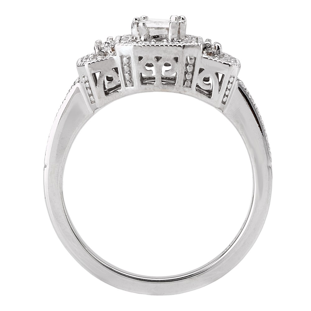 Vintage Yaffie White Gold Three-Stone Emerald-Cut Diamond Ring (3/4ct TDW)