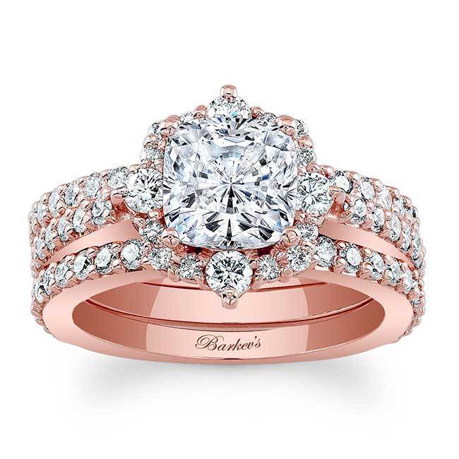 Rose Gold Diamond Bridal Set with 2 3/8ct TDW Round-cut Stones by Yaffie