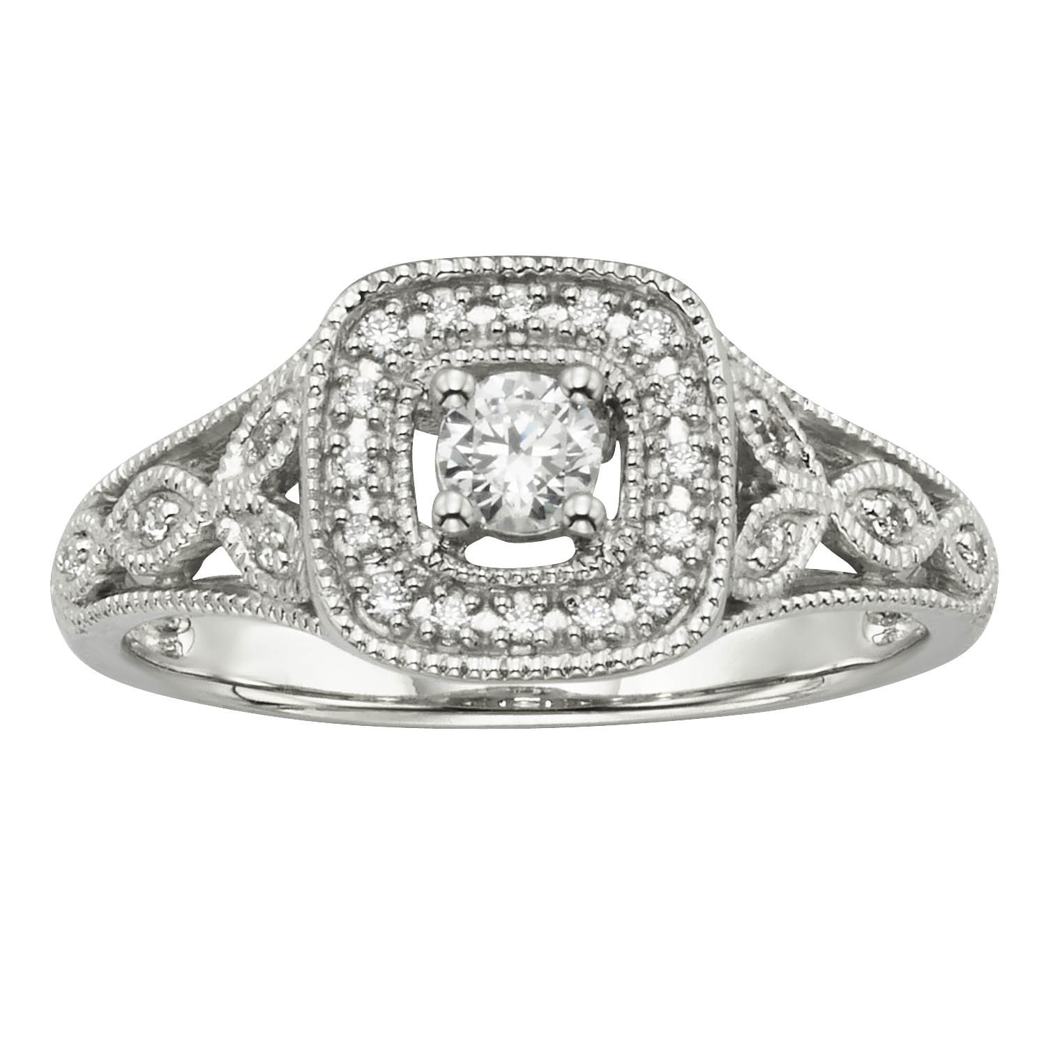 Yaffie 14kt White Gold Diamond Filigree Halo Ring w/ 1/4ct TDW