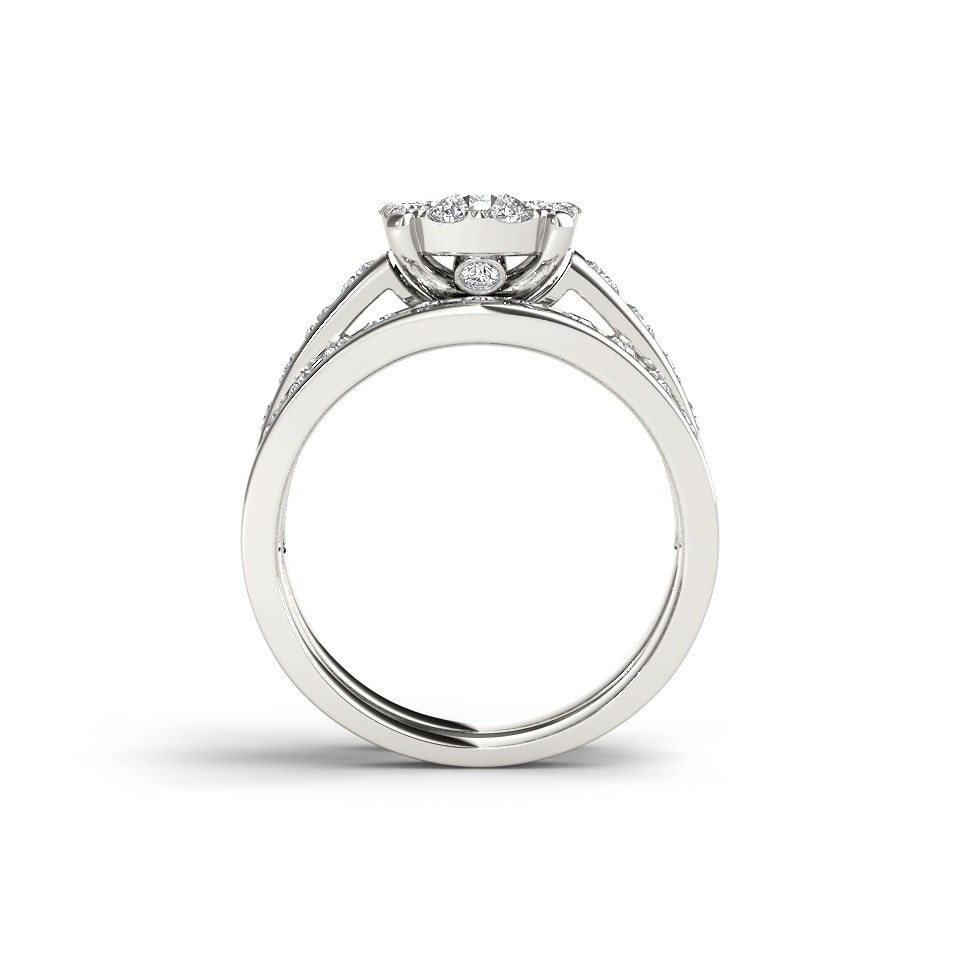 Golden Yaffie Engagement Ring Set with 1.5ct Total Diamond Weight (TDW)