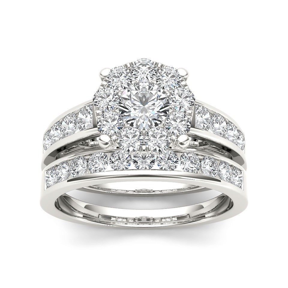 Golden Yaffie Engagement Ring Set with 1.5ct Total Diamond Weight (TDW)