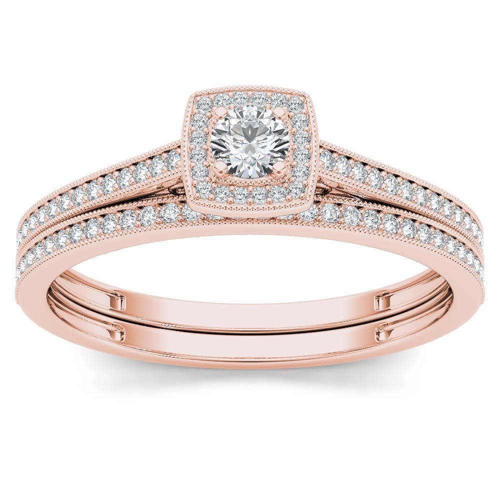 Yaffie One-Band Rose Gold Halo Diamond Engagement Ring with 1/3 carat Total Diamond Weight